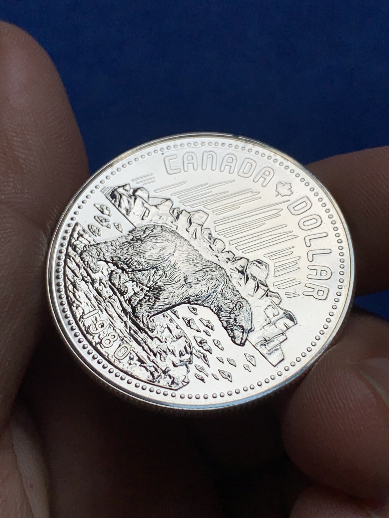 《竞宝斋》第198场-周日，周一 2场 (全场包邮) 1980年加拿大极地北极熊1元银币 精制PL