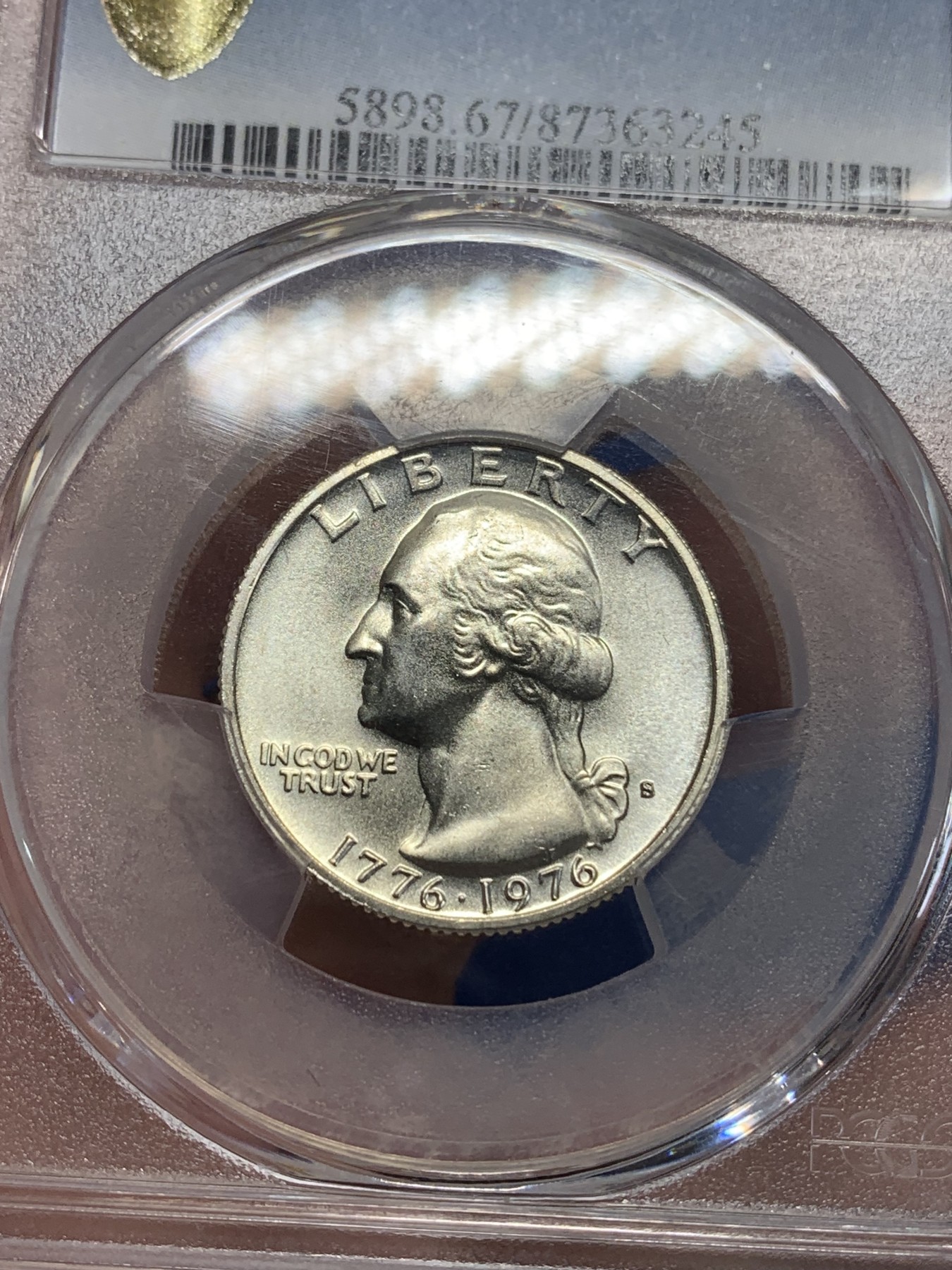 《竞宝斋》第198场-周日，周一 2场 (全场包邮) PCGS MS67 美国1976年25美分银币 高分好品