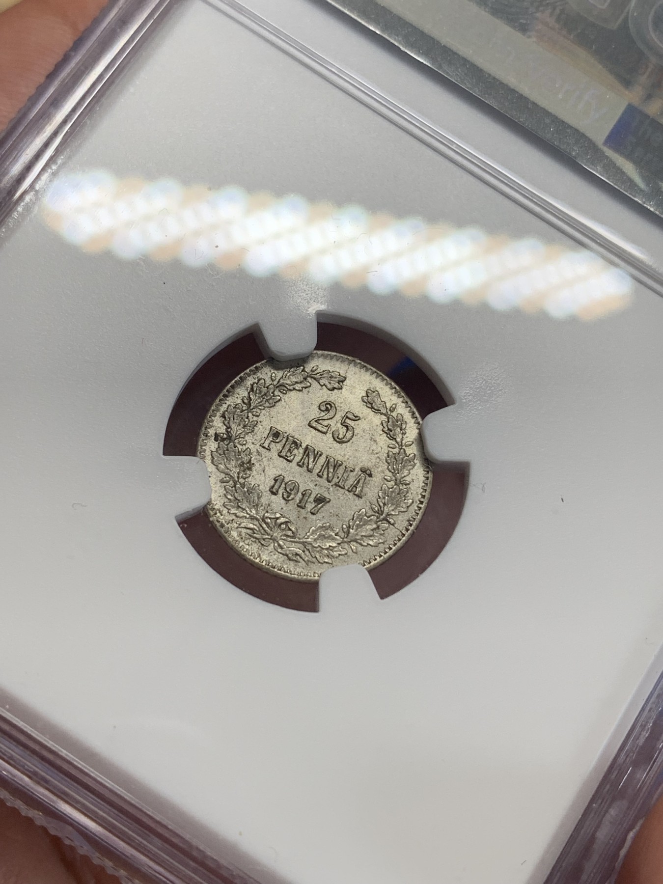《竞宝斋》第198场-周日，周一 2场 (全场包邮) NGC MS64 俄占芬兰1917年25芬尼银币