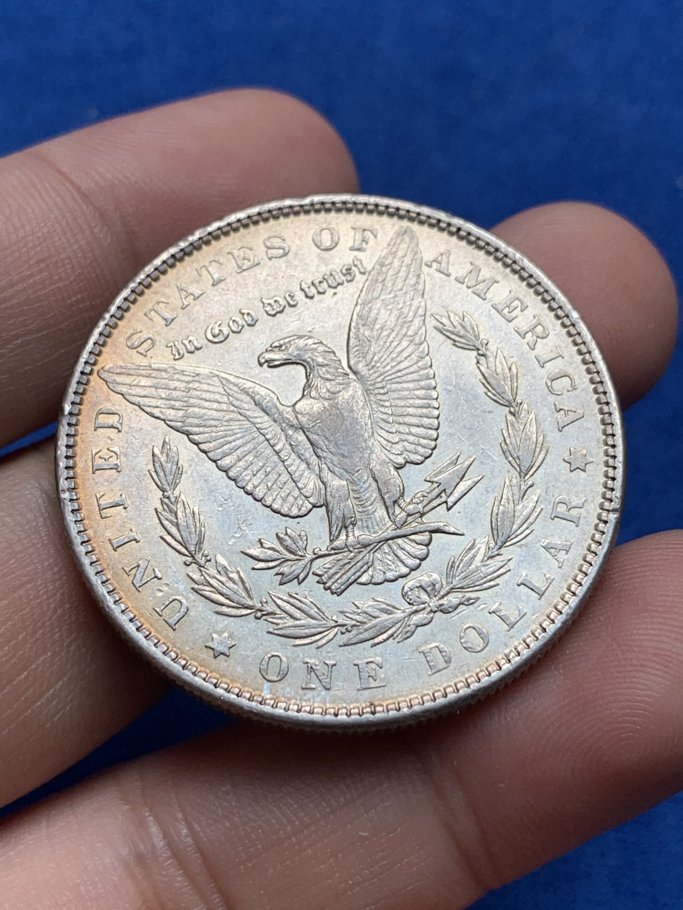 《竞宝斋》第198场-周日，周一 2场 (全场包邮) 1879年美国摩根银元 带光好品 淡彩