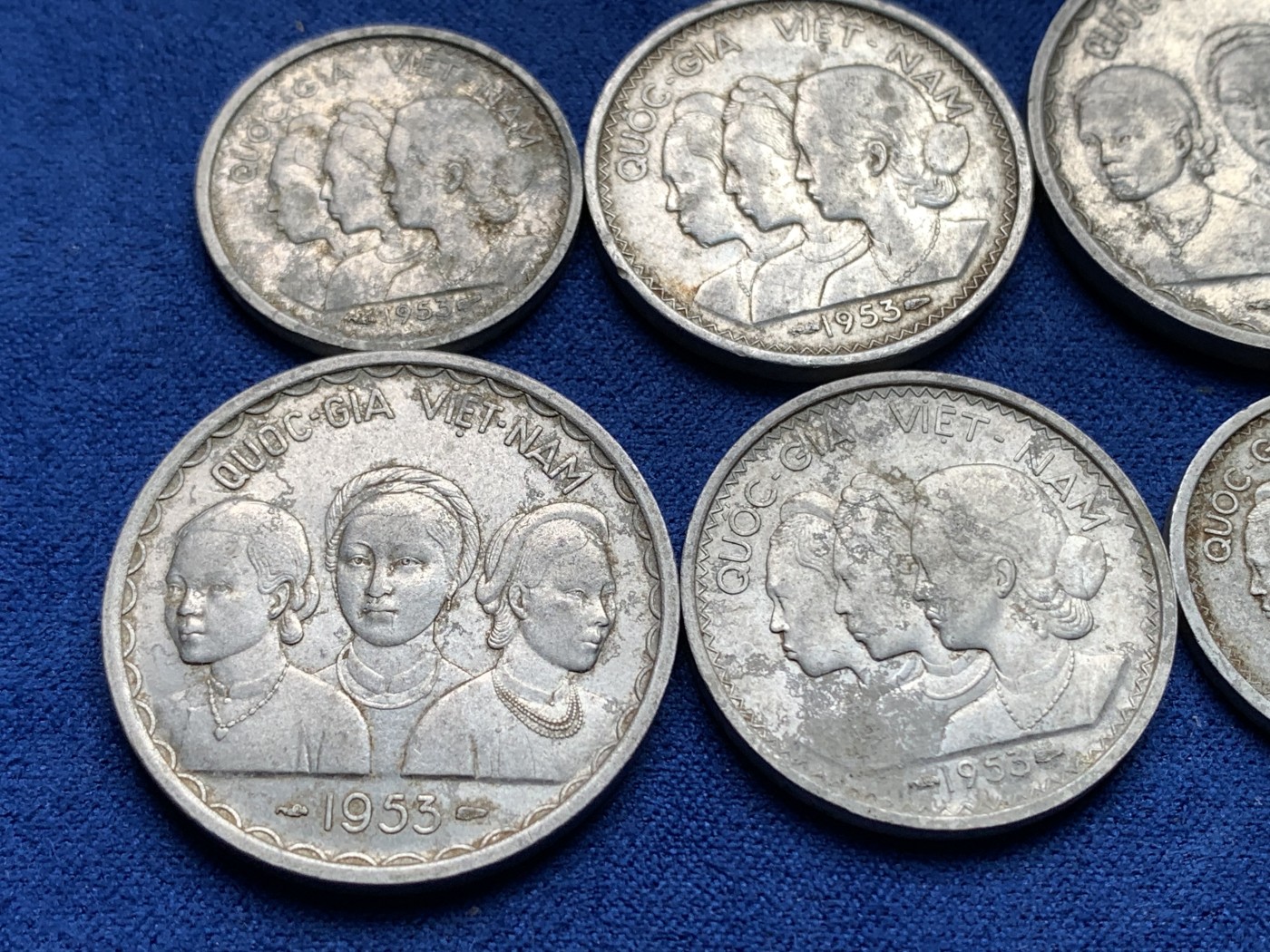 《竞宝斋》第198场-周日，周一 2场 (全场包邮) 6枚一组 越南三美女铝币10苏+20苏+50苏各两枚