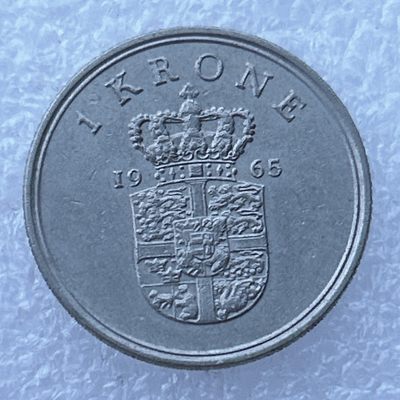 全场一元起拍 世界钱币散币场 第24期 1965年丹麦1克朗 弗雷德里克九世