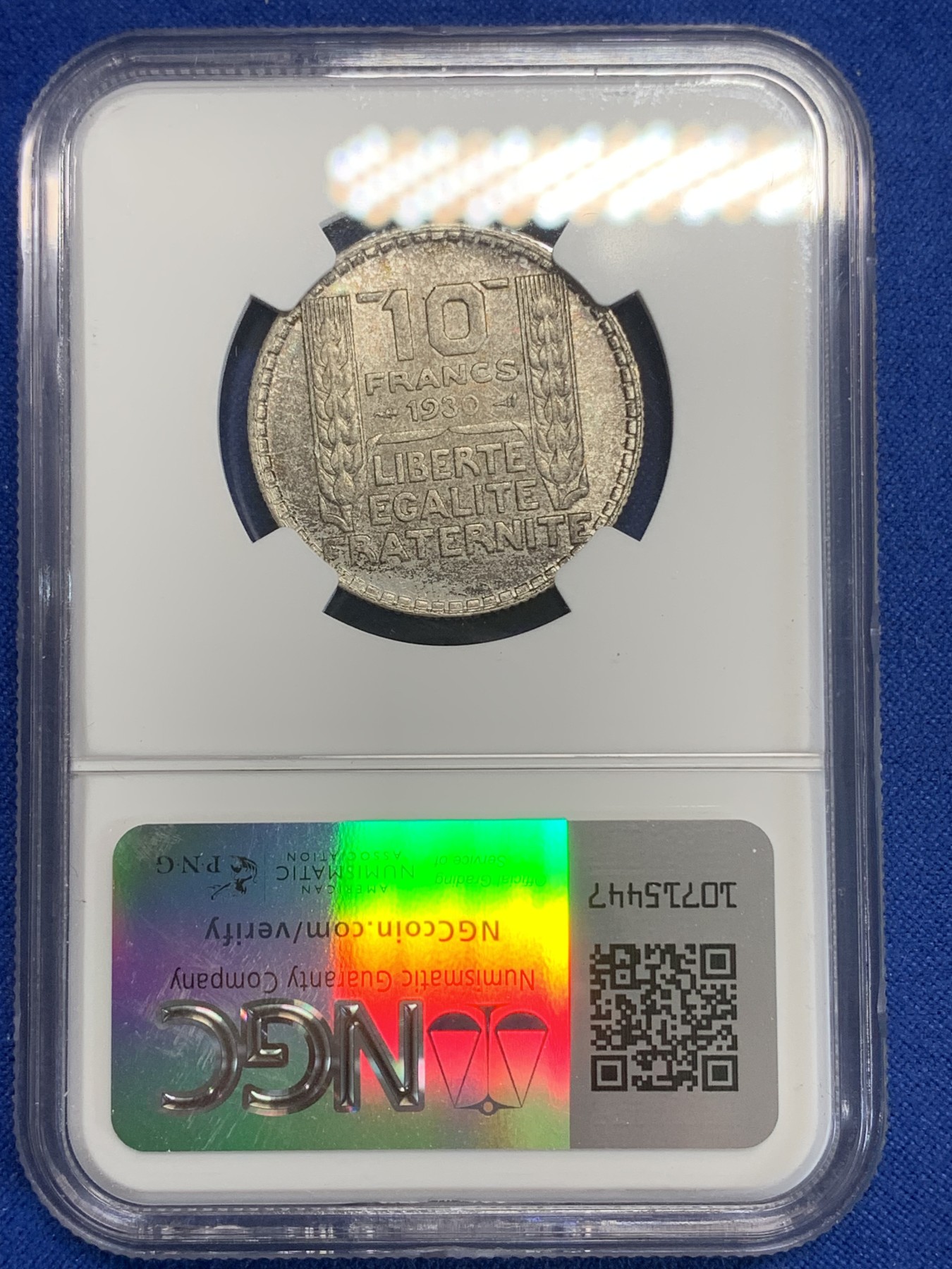 《竞宝斋》第198场-周日，周一 2场 (全场包邮) NGC MS61 法国1930年女神10法郎银币