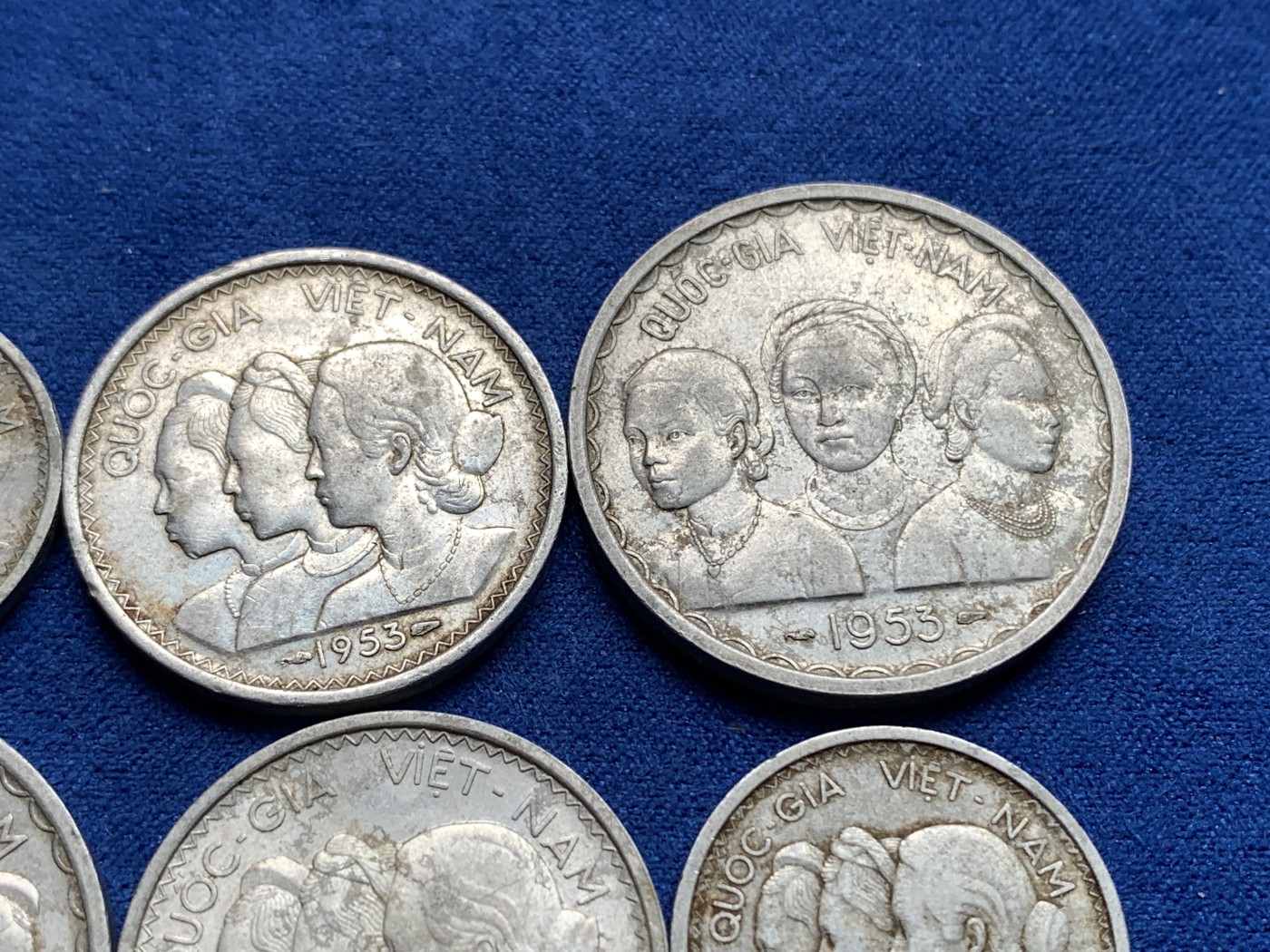 《竞宝斋》第198场-周日，周一 2场 (全场包邮) 6枚一组 越南三美女铝币10苏+20苏+50苏各两枚