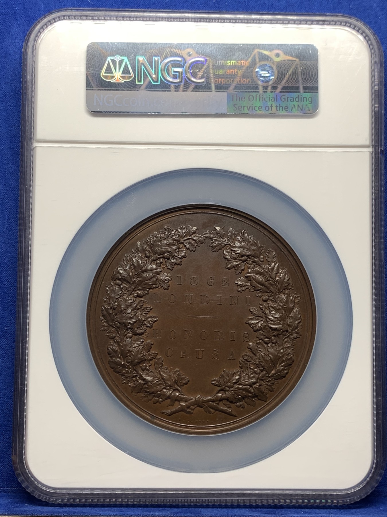 《竞宝斋》第198场-周日，周一 2场 (全场包邮) NGC MS63BN 英国 1862年 世界博览会纪念铜章 伦敦造币局制作 76mm大规格 加厚大盒封装 手感满满 早期英章必备