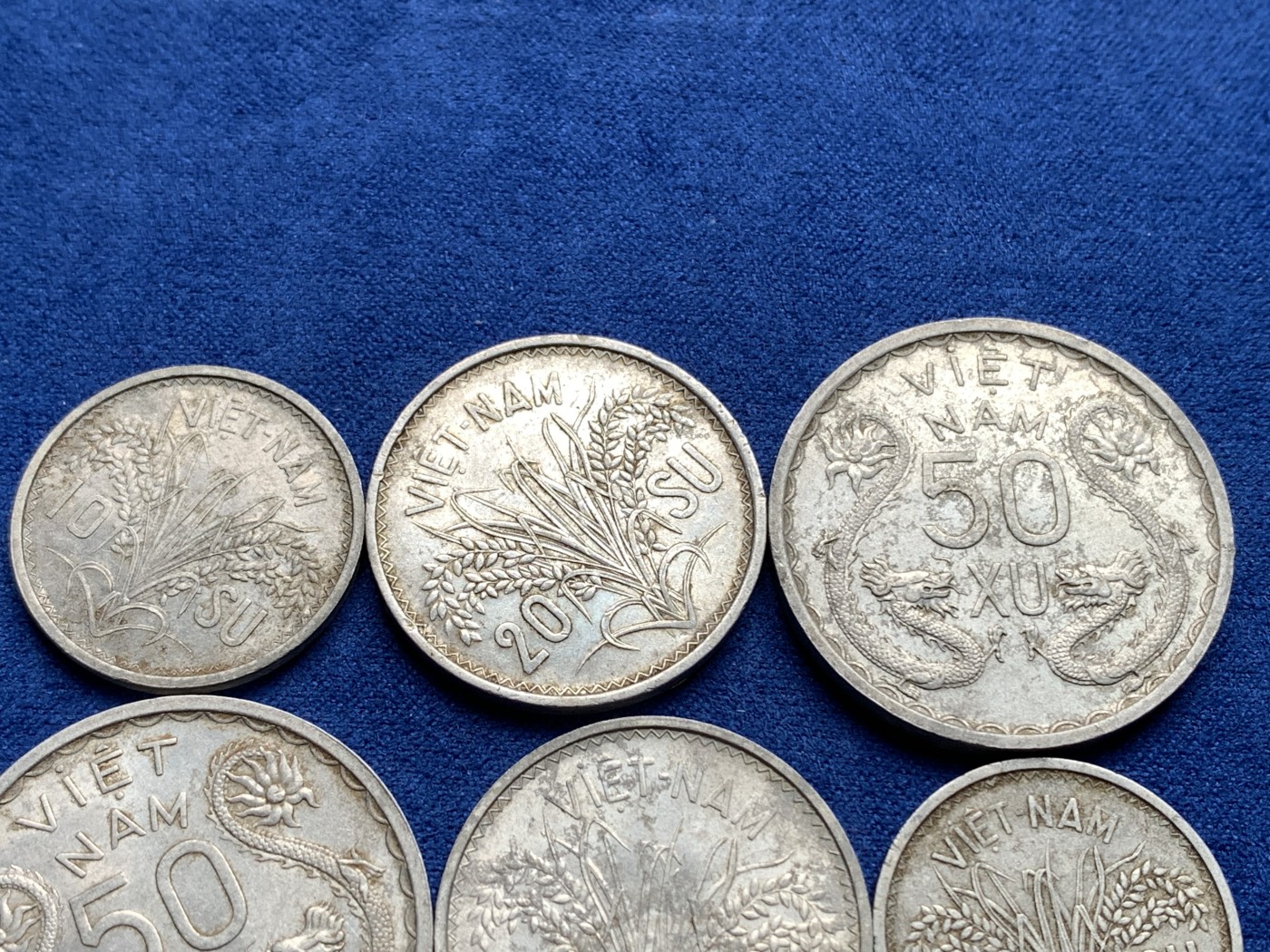 《竞宝斋》第198场-周日，周一 2场 (全场包邮) 6枚一组 越南三美女铝币10苏+20苏+50苏各两枚