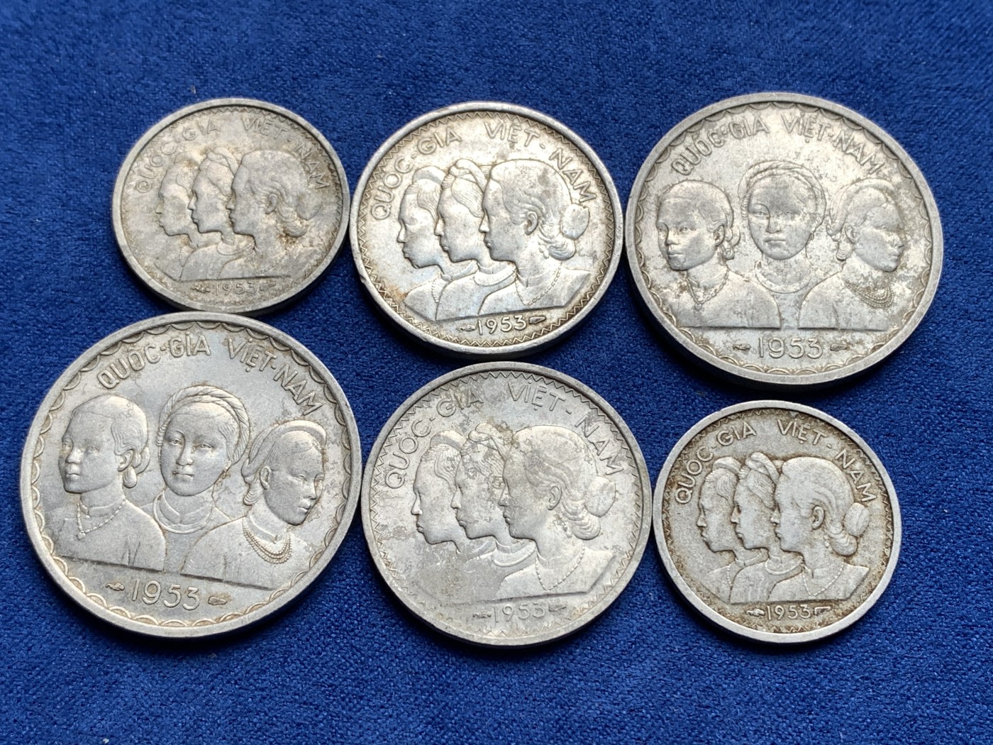 《竞宝斋》第198场-周日，周一 2场 (全场包邮) 6枚一组 越南三美女铝币10苏+20苏+50苏各两枚