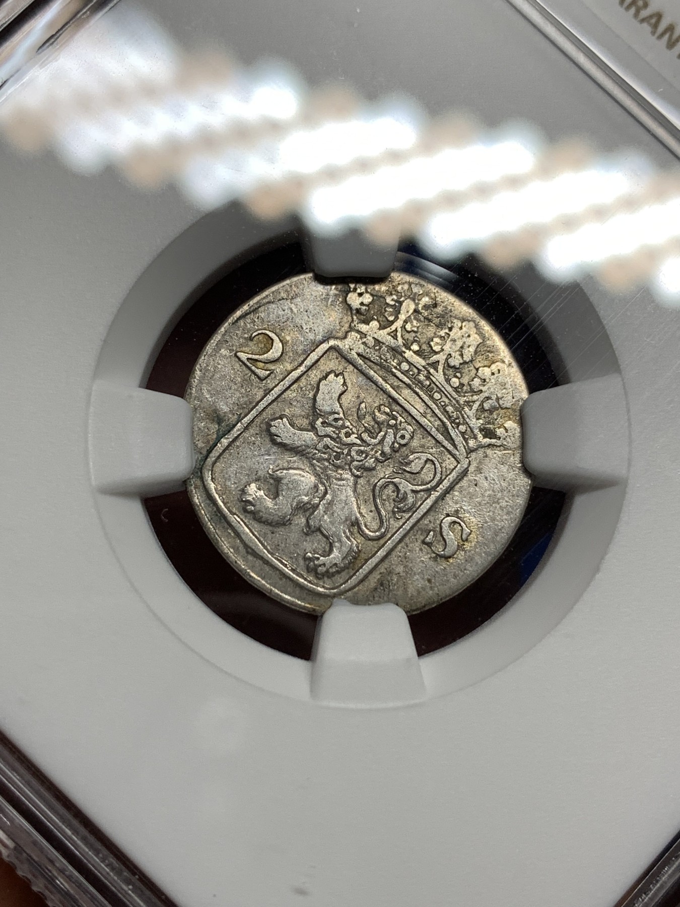 《竞宝斋》第198场-周日，周一 2场 (全场包邮) NGC-AU50 1784年荷兰省 2S银币，200多年历史了，有分难得。