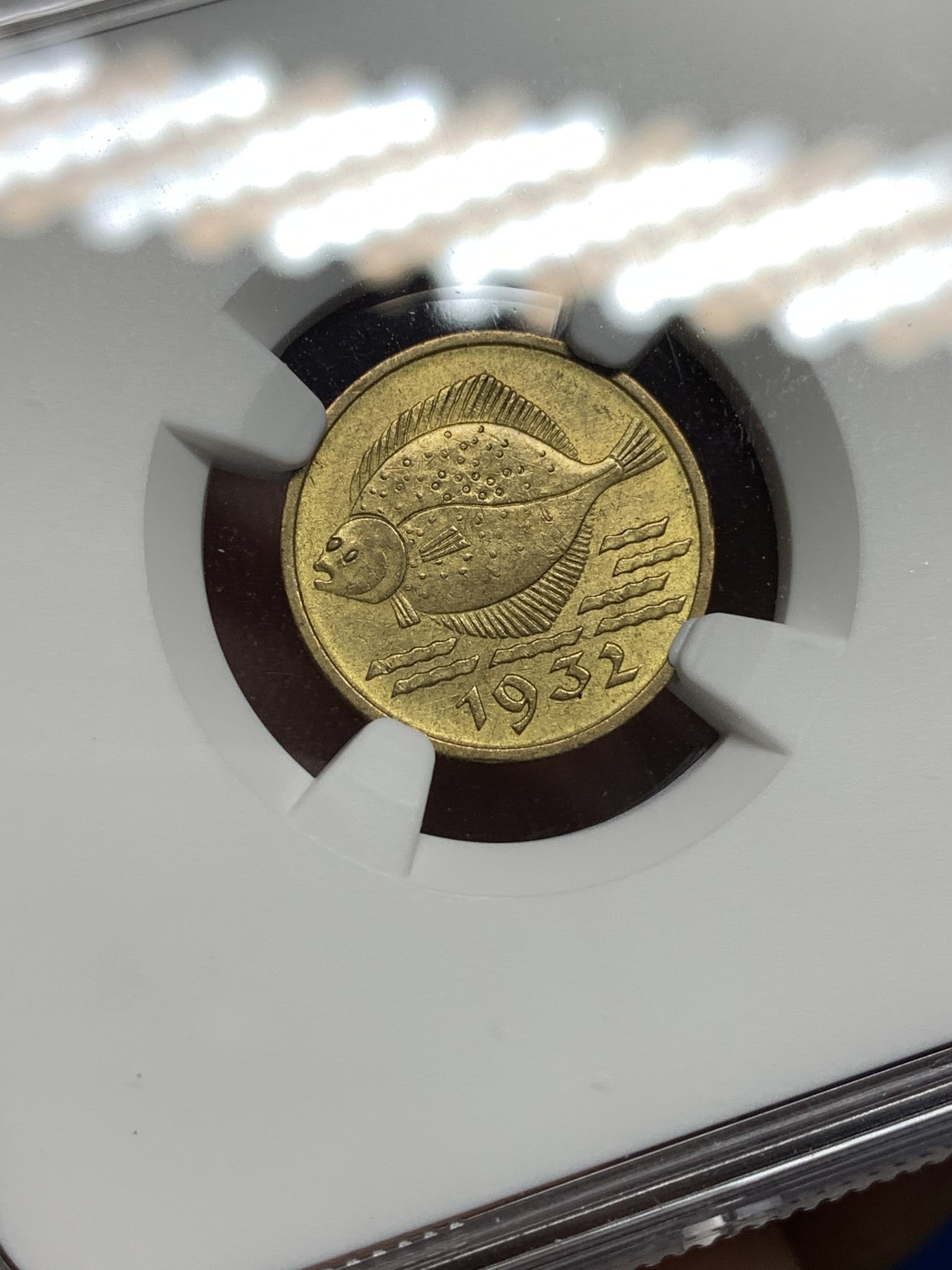 《竞宝斋》第198场-周日，周一 2场 (全场包邮) NGC MS62 1932年但泽自由港5芬尼 鱼币系列少见