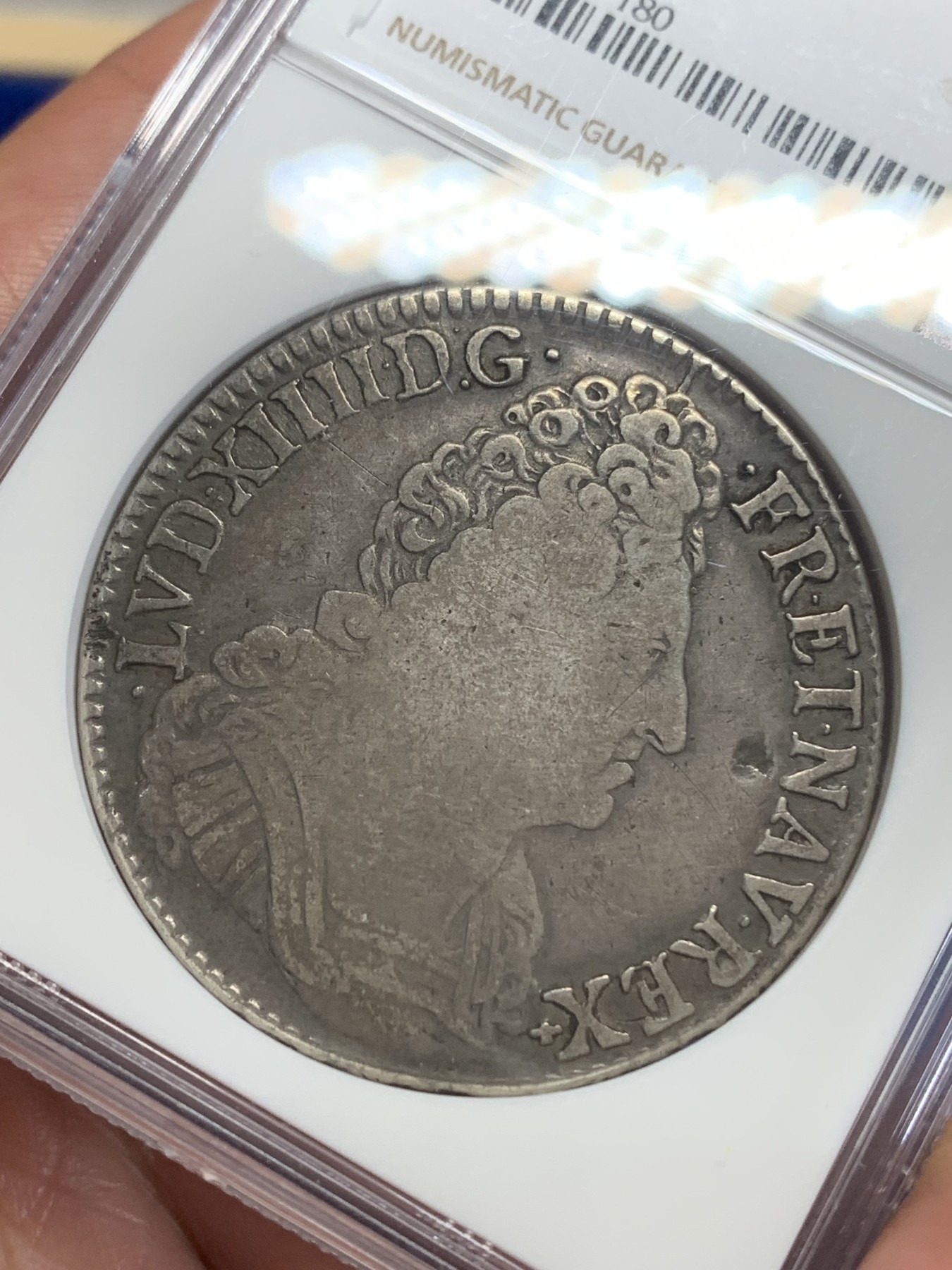 《竞宝斋》第198场-周日，周一 2场 (全场包邮) NGC VF25 法国1709T 太阳王路易十四埃居原味大银