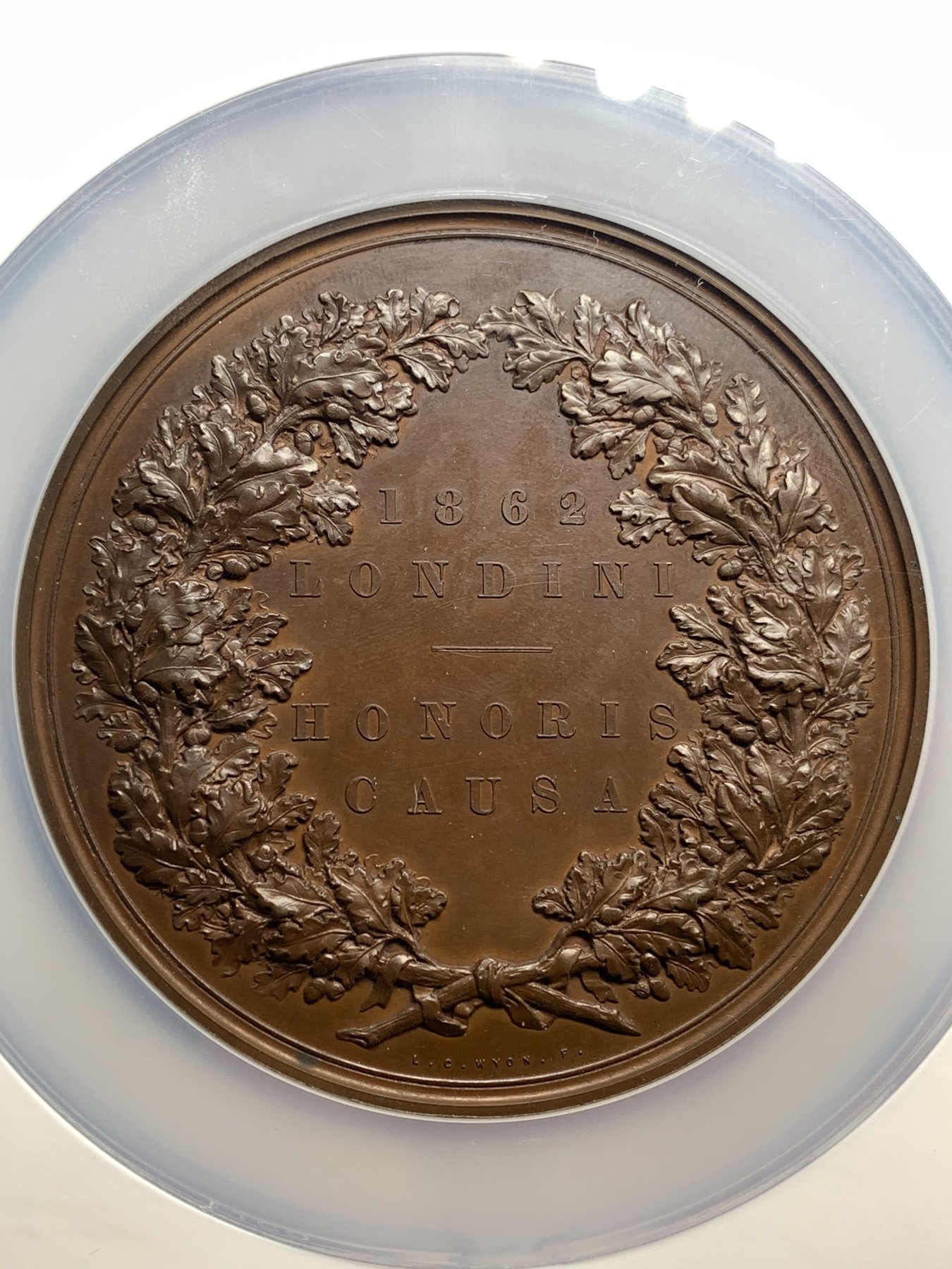 《竞宝斋》第198场-周日，周一 2场 (全场包邮) NGC MS63BN 英国 1862年 世界博览会纪念铜章 伦敦造币局制作 76mm大规格 加厚大盒封装 手感满满 早期英章必备