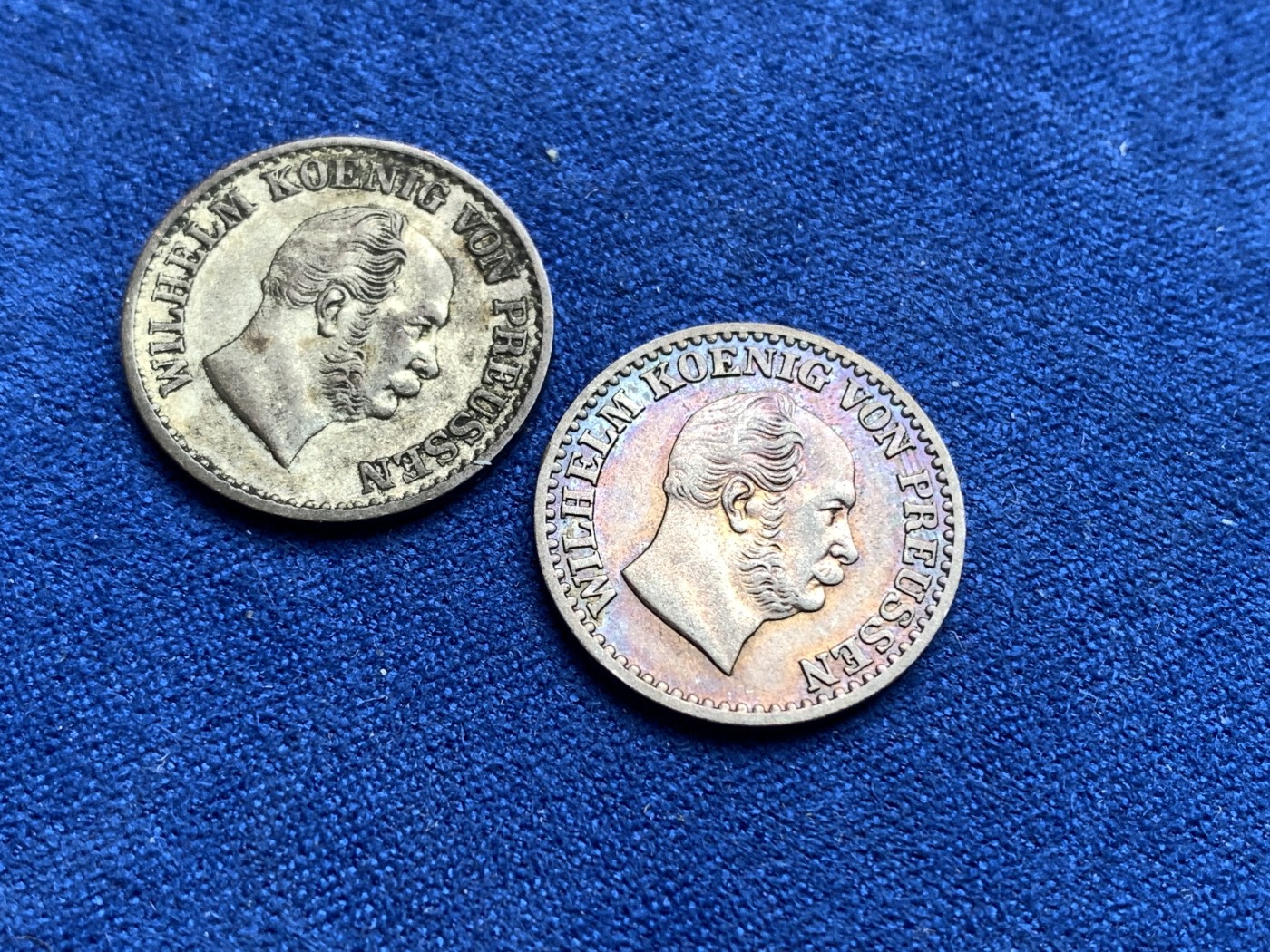 《竞宝斋》第198场-周日，周一 2场 (全场包邮) 两枚一组 德国普鲁士 1870年 1格罗申 银币