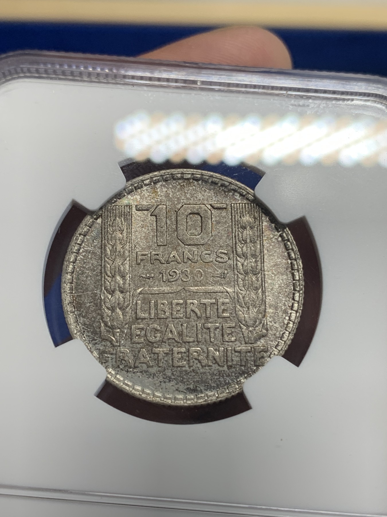 《竞宝斋》第198场-周日，周一 2场 (全场包邮) NGC MS61 法国1930年女神10法郎银币