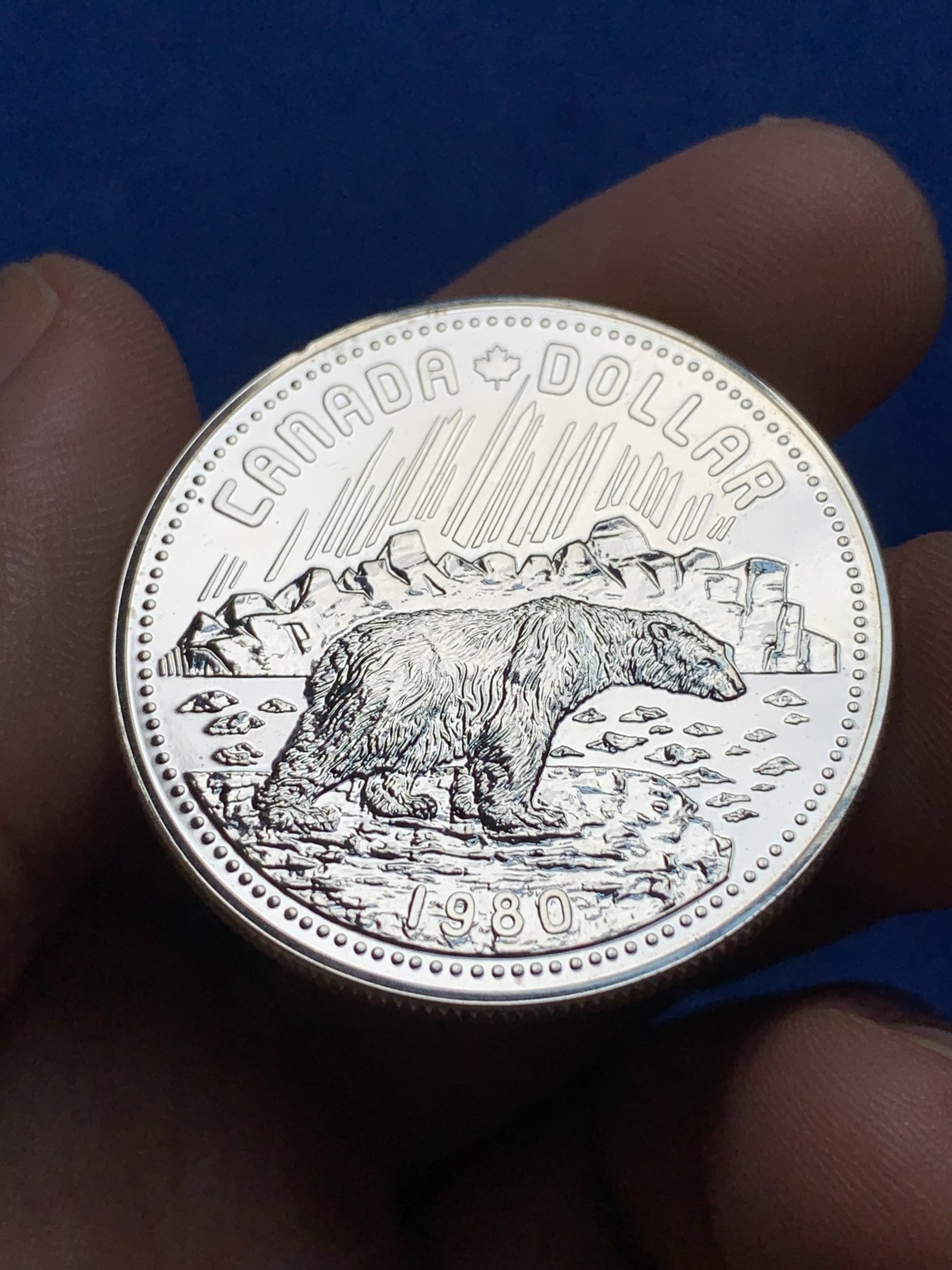 《竞宝斋》第198场-周日，周一 2场 (全场包邮) 1980年加拿大极地北极熊1元银币 精制PL