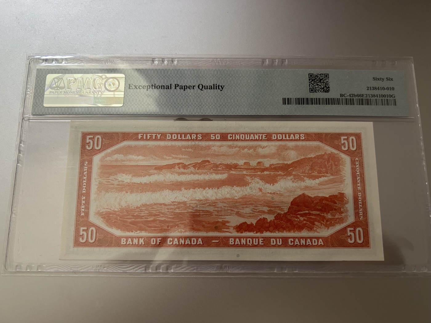 收藏联盟Quantum Auction 第289期拍卖  加拿大1954年50元 PMG66 号码无4 稀少面值 海岸线