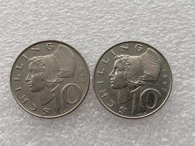 全场一元起拍 世界钱币散币场 第24期 奥地利90年代瓦豪女士10先令2枚