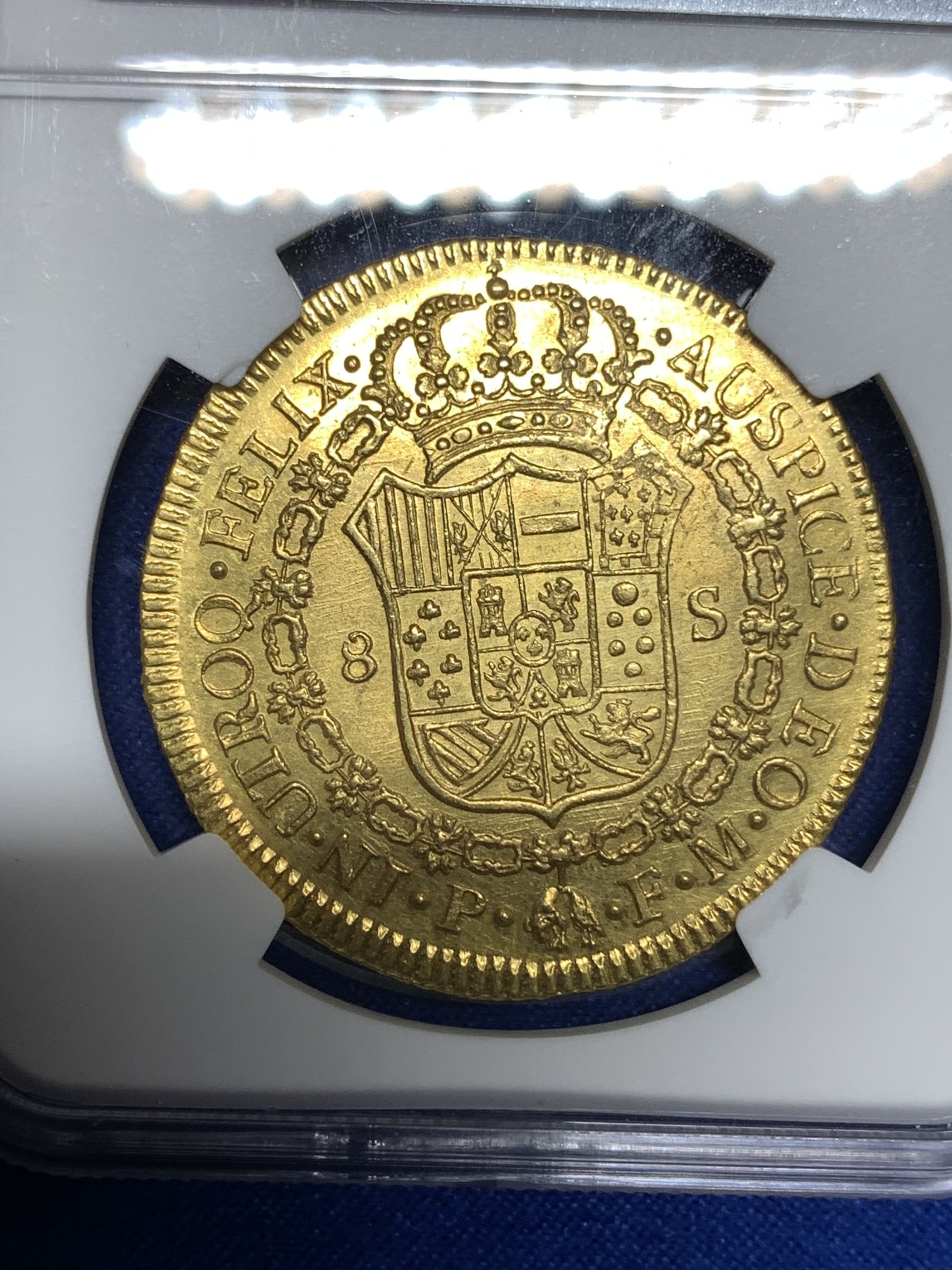 《竞宝斋》第198场-周日，周一 2场 (全场包邮) NGC AU58 哥伦比亚 1819年 卡四头像费七铭文 8E 27克大金币 底板光洁 27克  极少见品种