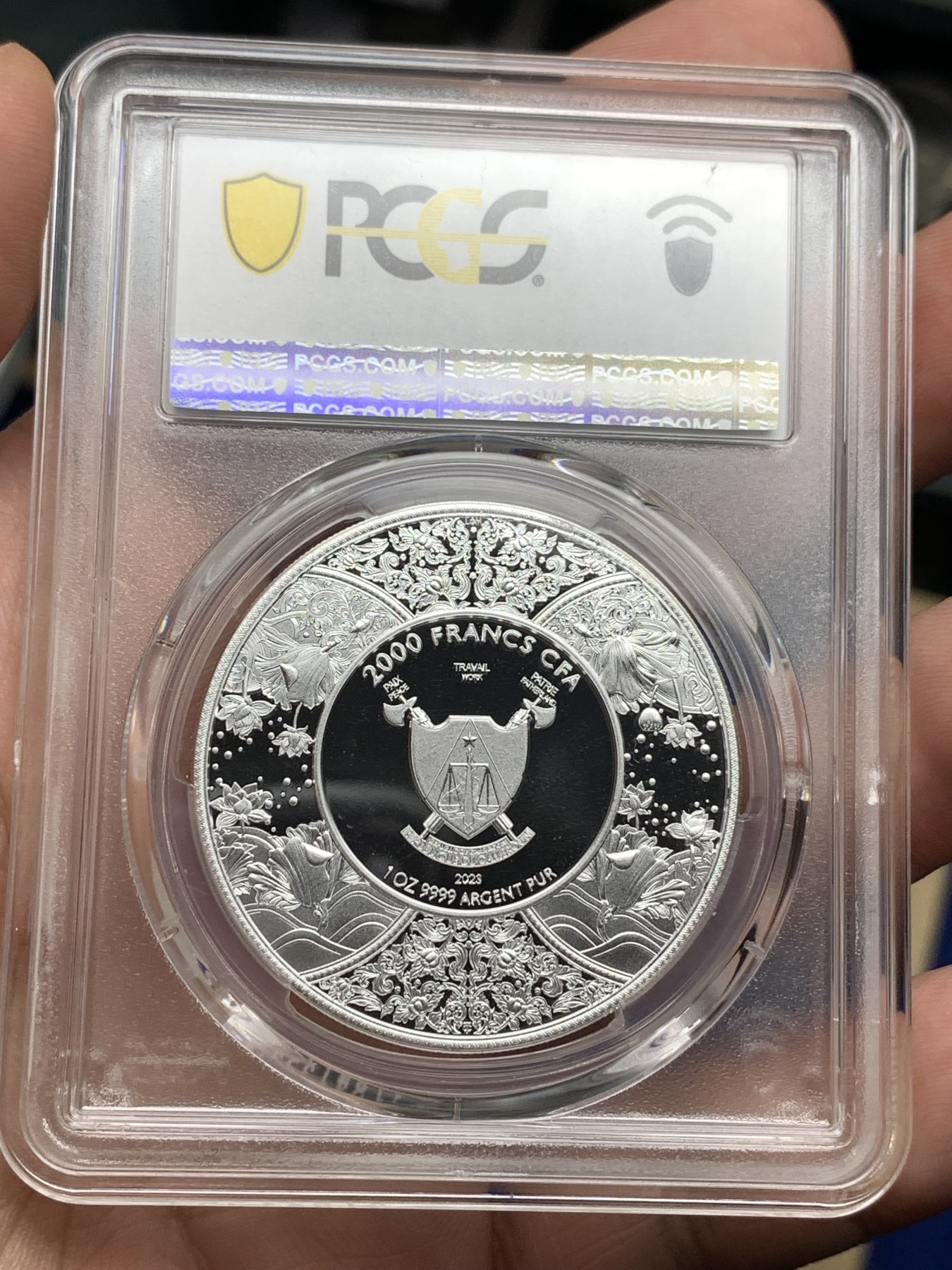 《竞宝斋》第198场-周日，周一 2场 (全场包邮) 冠军分 PCGS PR69DCAM喀麦隆2023年杜尔加女战神1盎司大银币 收藏好品，精制漂亮！