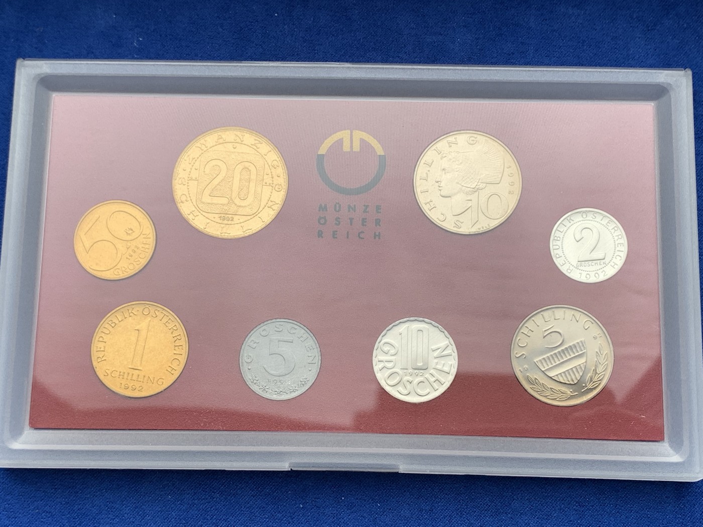 《竞宝斋》第198场-周日，周一 2场 (全场包邮) 原封装 奥地利 1992年 8枚币 精制PROOF套币 少见