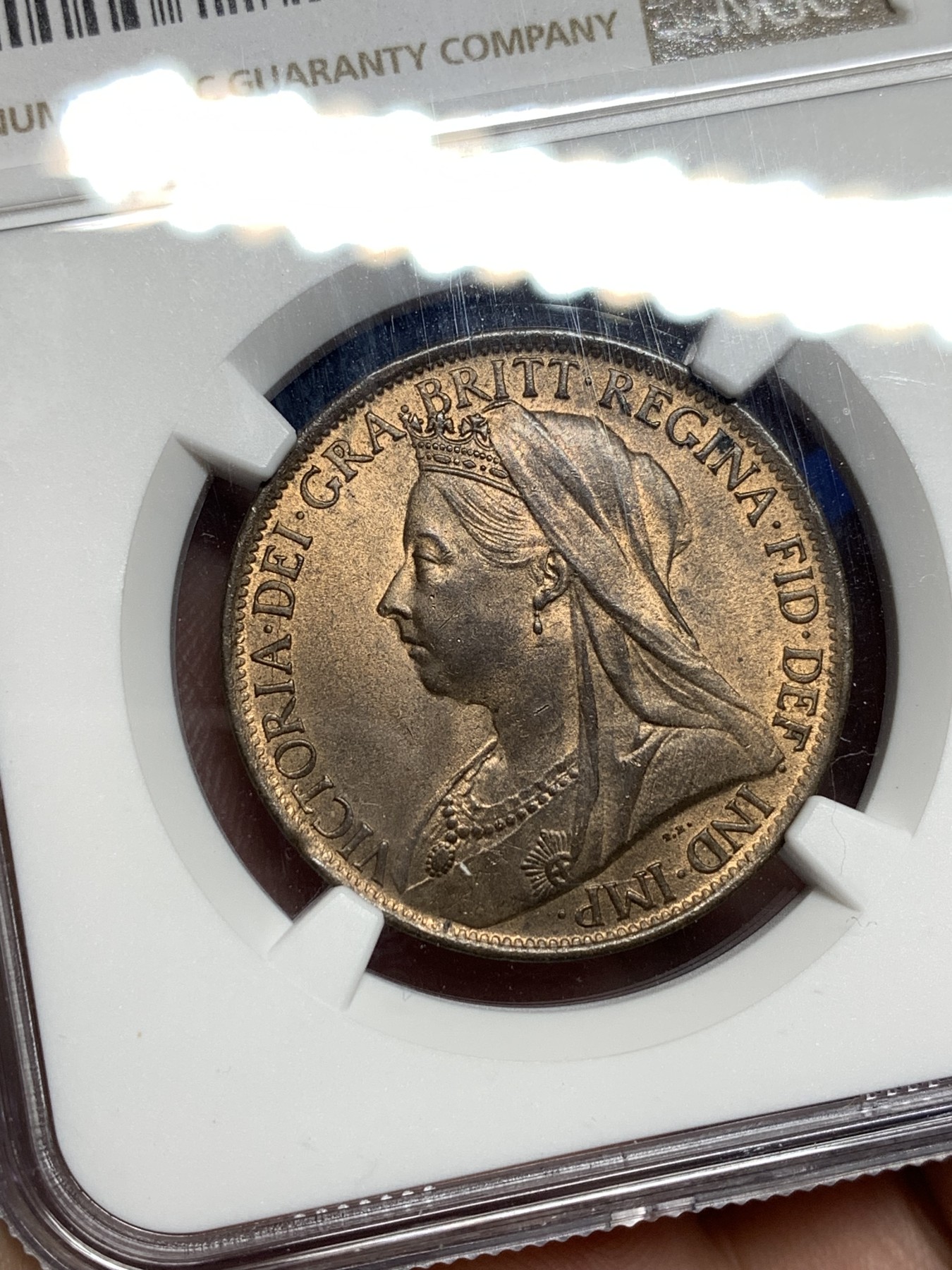 《竞宝斋》第198场-周日，周一 2场 (全场包邮) NGC-MS64 高分 英国1901年1便士大铜币 漂亮红棕色包浆