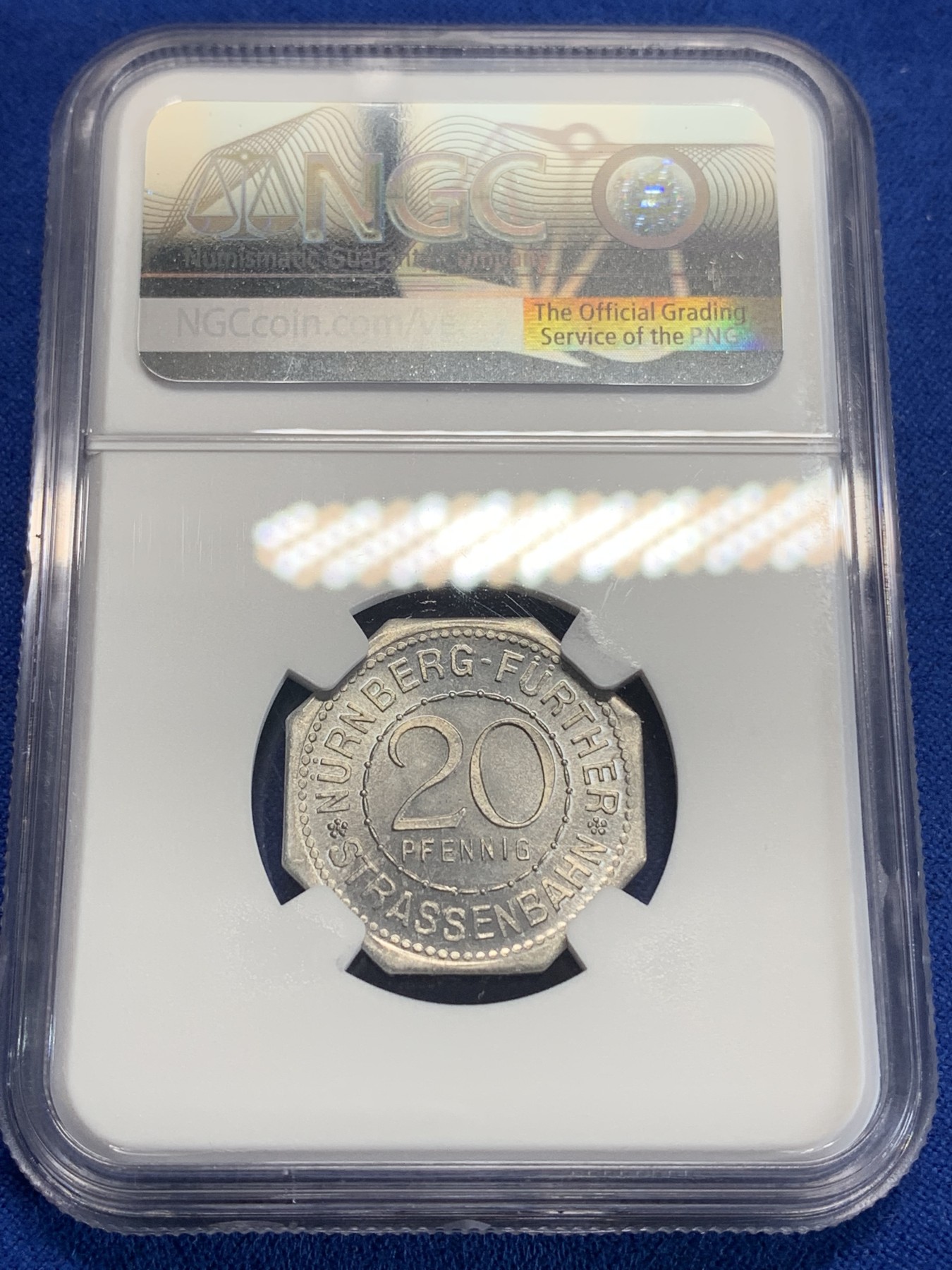 《竞宝斋》第198场-周日，周一 2场 (全场包邮) NGC-MS65 1920年德国紧急状态时期纽伦堡20芬尼