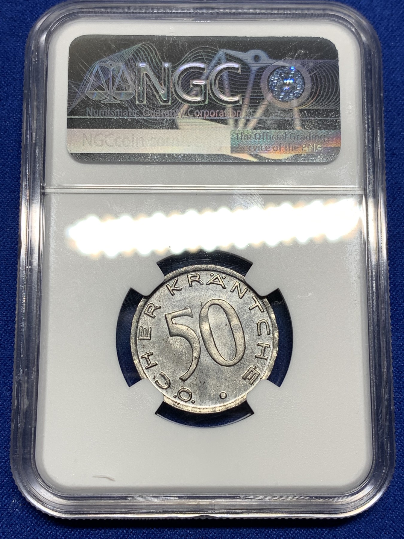 《竞宝斋》第198场-周日，周一 2场 (全场包邮) NGC MS63  1920年德国德紧亚琛鹰头50芬尼铁币 铁币保存不易 非常难得的品相