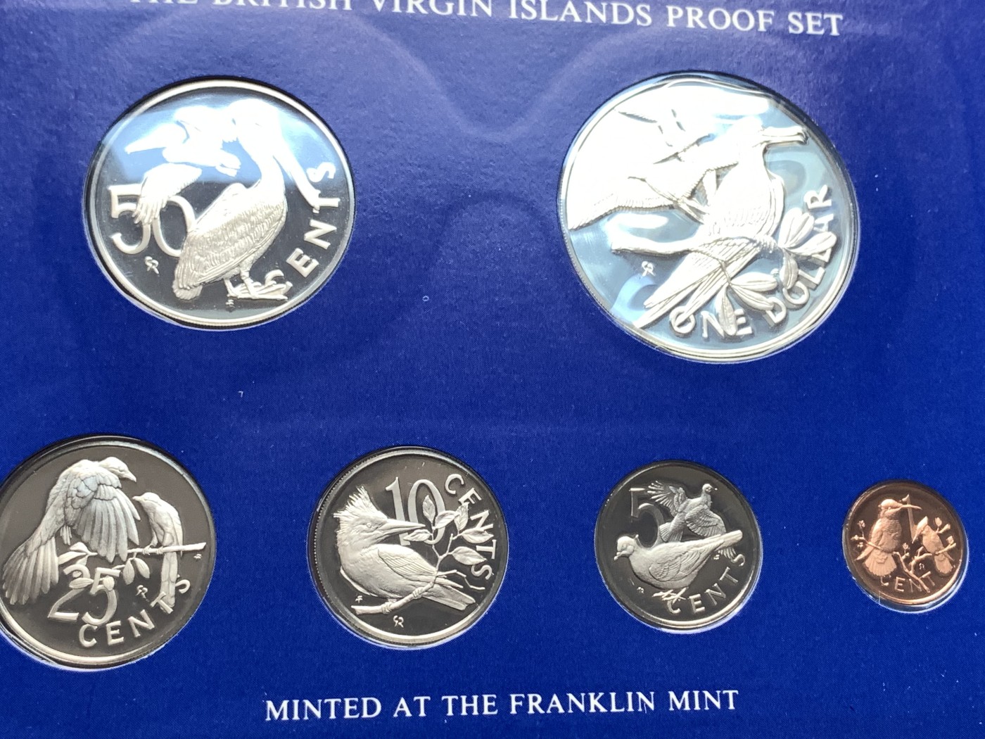 《竞宝斋》第198场-周日，周一 2场 (全场包邮) 原盒证书 维京群岛 1975年 鸟类 6枚套 富兰克林造币厂 精制纪念币 最大枚是银币