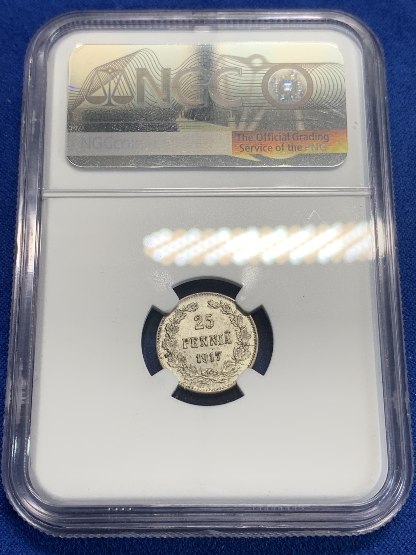 《竞宝斋》第198场-周日，周一 2场 (全场包邮) NGC MS64 俄占芬兰1917年25芬尼银币