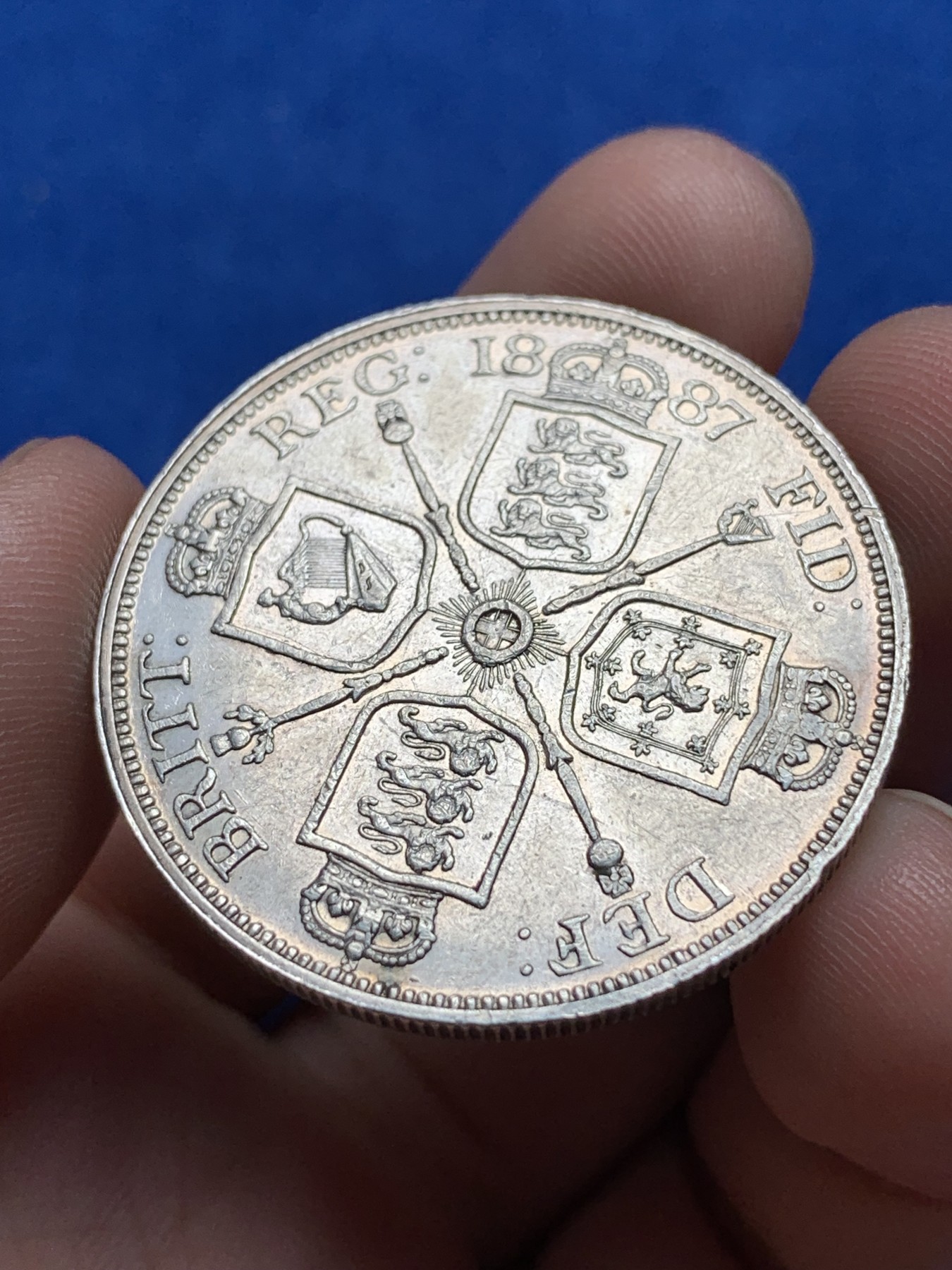 《竞宝斋》第198场-周日，周一 2场 (全场包邮) 英国 1887年 维多利亚 高冠双福林银币 罗马1