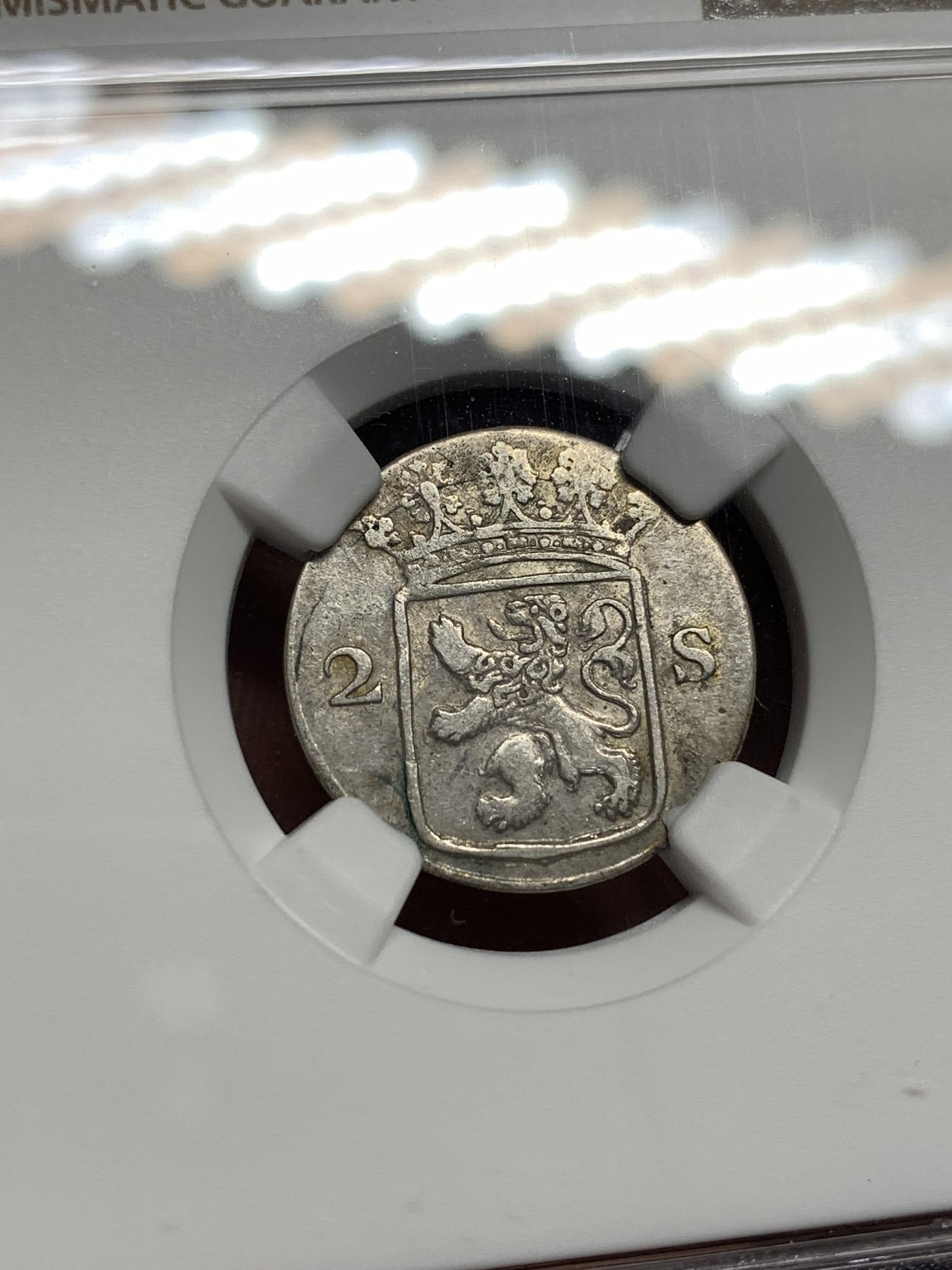 《竞宝斋》第198场-周日，周一 2场 (全场包邮) NGC-AU50 1784年荷兰省 2S银币，200多年历史了，有分难得。