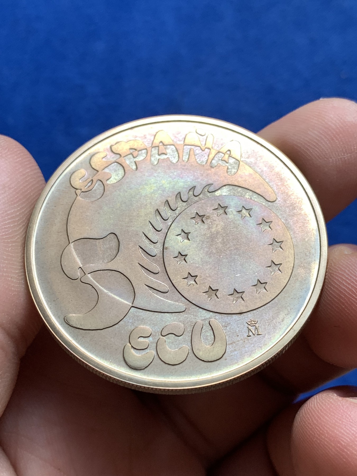 《竞宝斋》第198场-周日，周一 2场 (全场包邮) 西班牙1989年 骑士5ECU大银币 33.6克 原盒证书