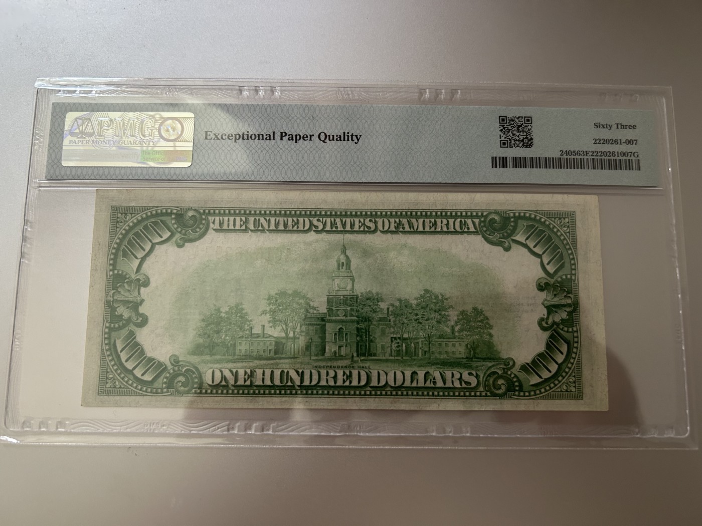 收藏联盟Quantum Auction 第289期拍卖  美国1928年金币券100元 PMG63E