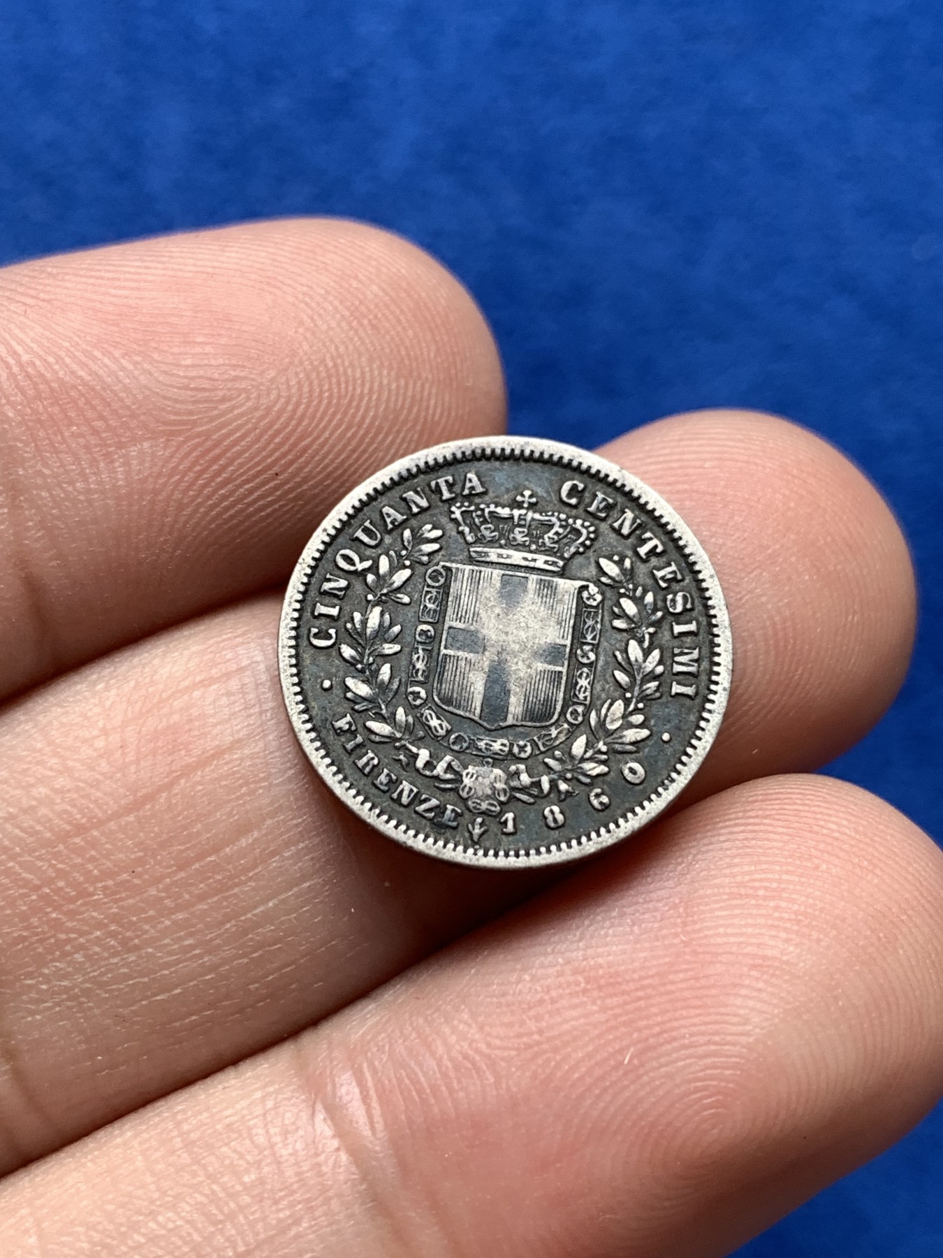 《竞宝斋》第198场-周日，周一 2场 (全场包邮) 意大利托斯卡纳伊埃曼纽尔1860年1/2里拉银币