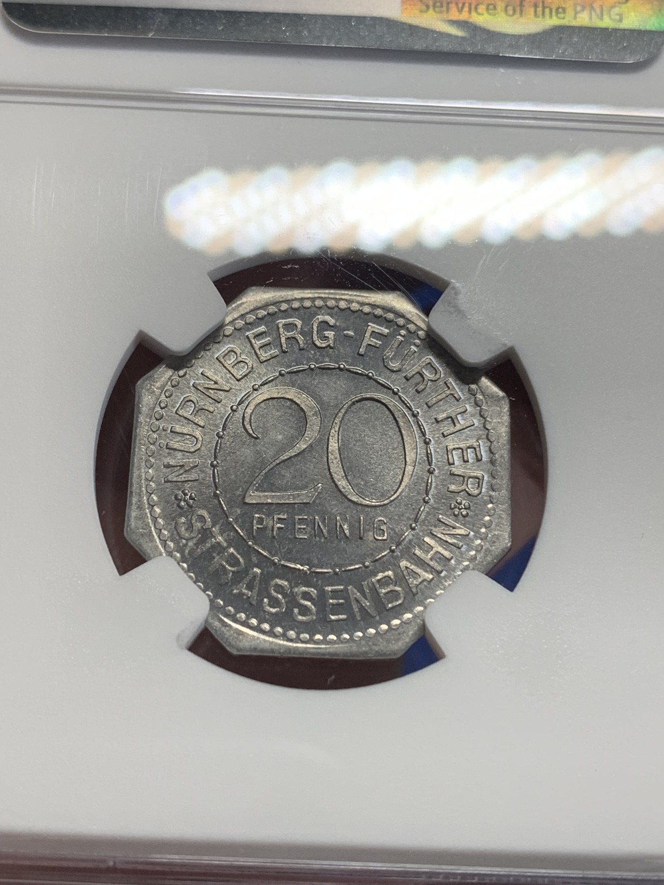 《竞宝斋》第198场-周日，周一 2场 (全场包邮) NGC-MS65 1920年德国紧急状态时期纽伦堡20芬尼