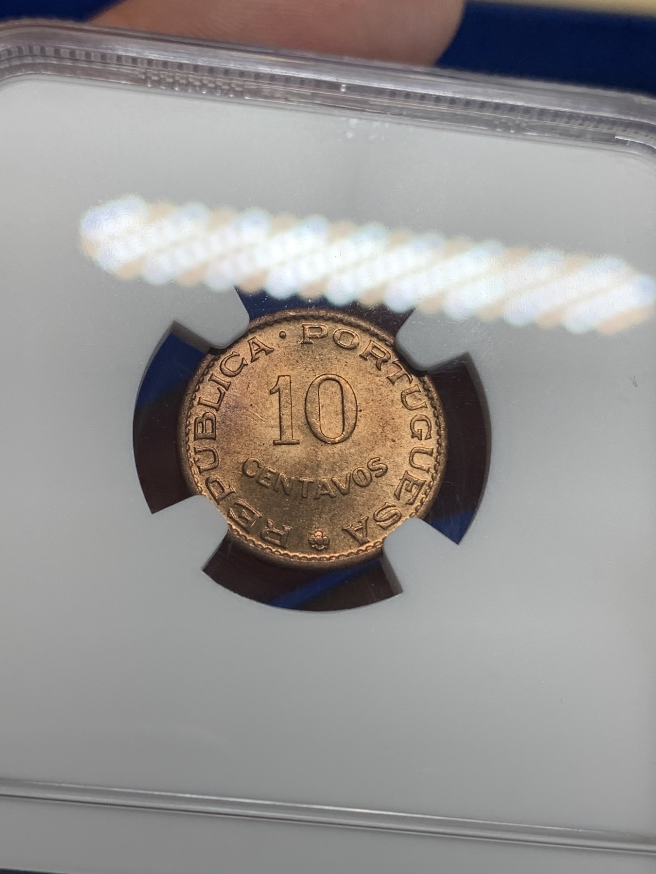 《竞宝斋》第198场-周日，周一 2场 (全场包邮) NGC MS65RB 葡属印度1959年10分铜币 高分强光好品