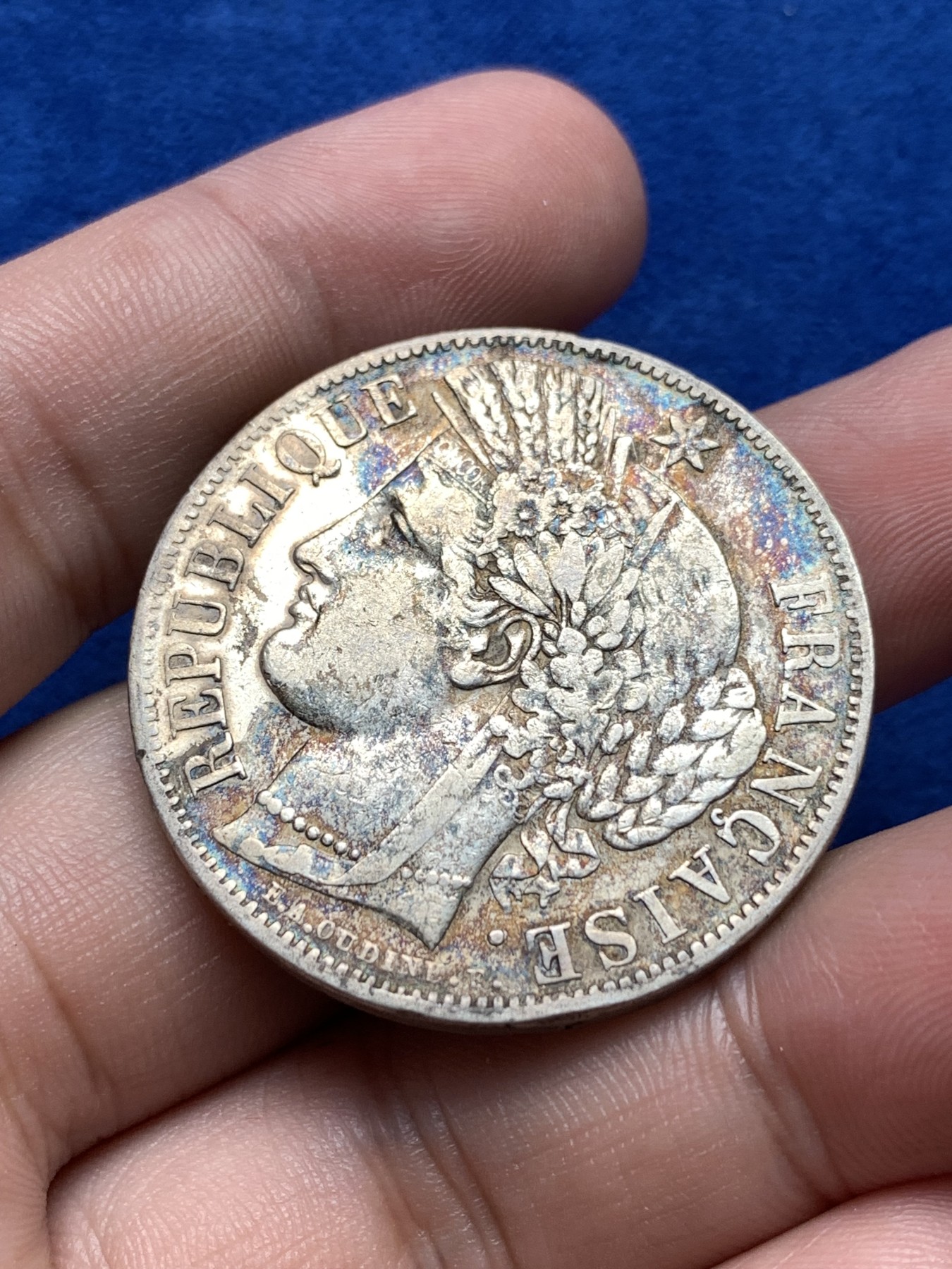 《竞宝斋》第198场-周日，周一 2场 (全场包邮) 法国 1850年谷物女神5法郎银币