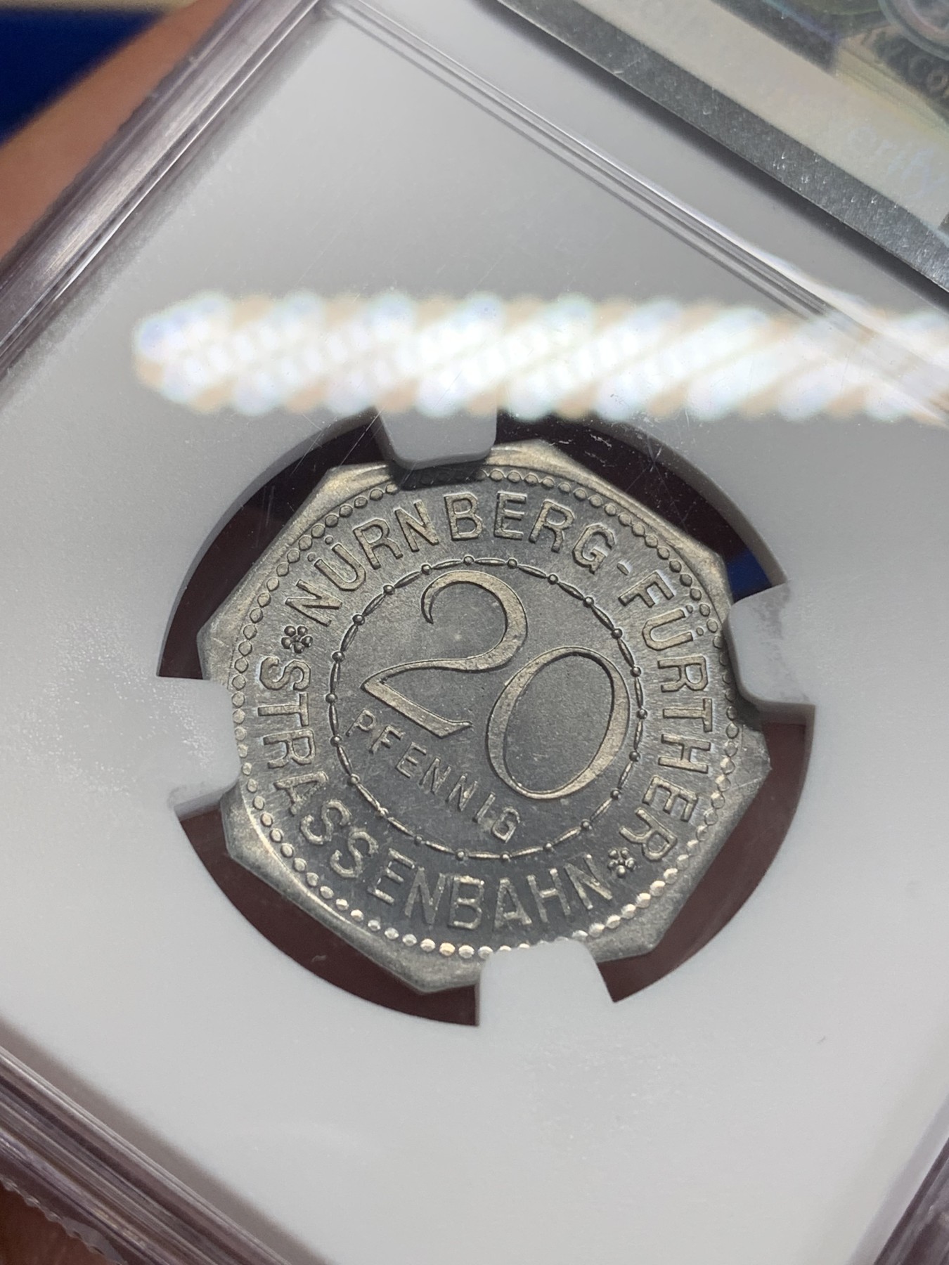 《竞宝斋》第198场-周日，周一 2场 (全场包邮) NGC-MS65 1920年德国紧急状态时期纽伦堡20芬尼