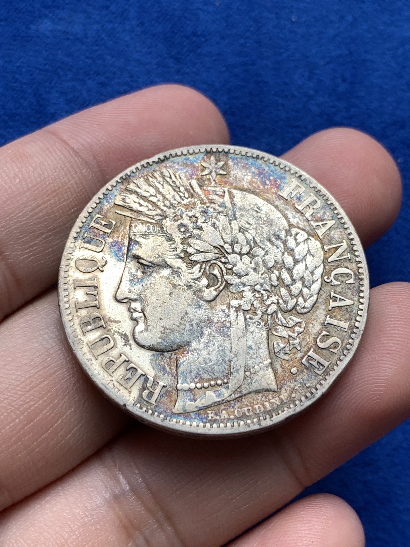 《竞宝斋》第198场-周日，周一 2场 (全场包邮) 法国 1850年谷物女神5法郎银币