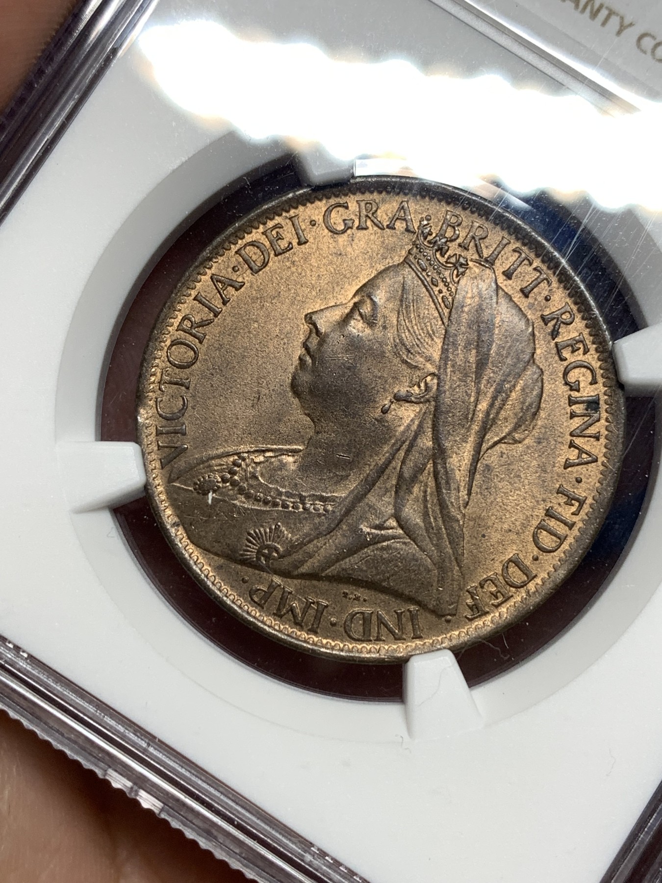 《竞宝斋》第198场-周日，周一 2场 (全场包邮) NGC-MS64 高分 英国1901年1便士大铜币 漂亮红棕色包浆