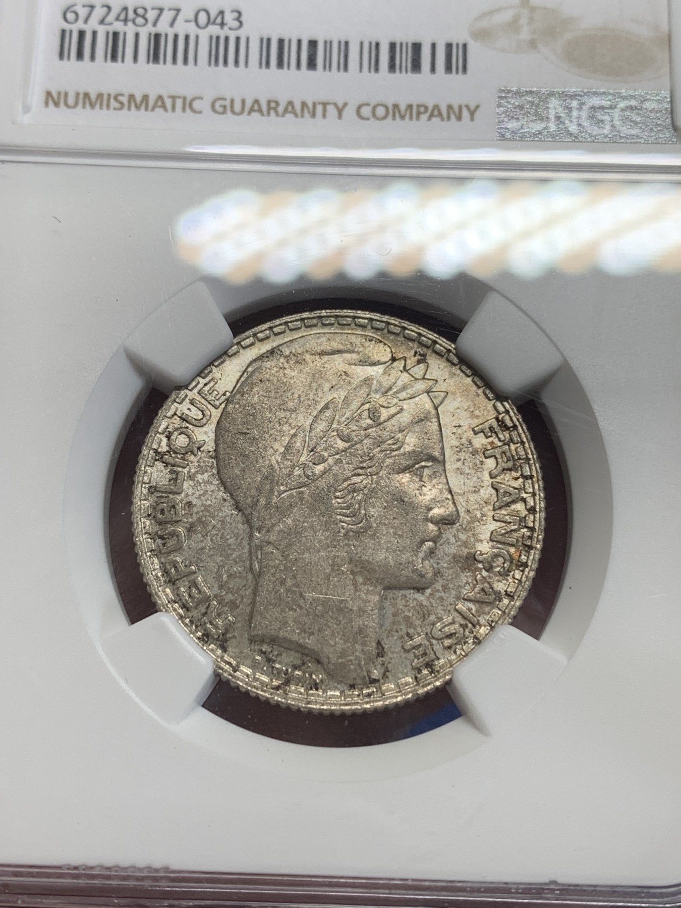 《竞宝斋》第198场-周日，周一 2场 (全场包邮) NGC MS61 法国1930年女神10法郎银币