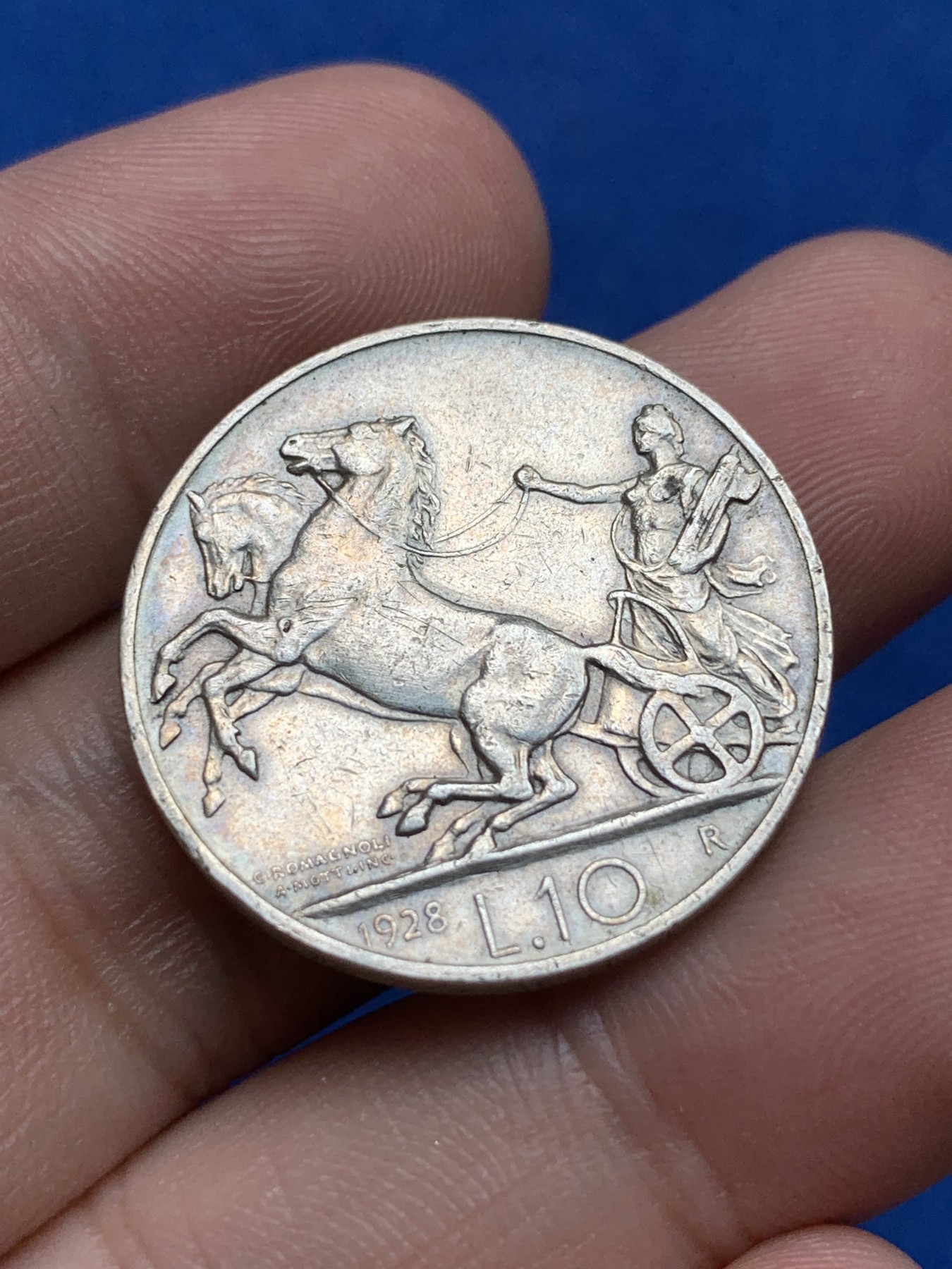 《竞宝斋》第198场-周日，周一 2场 (全场包邮) 意大利 1928年 马车10里拉银币