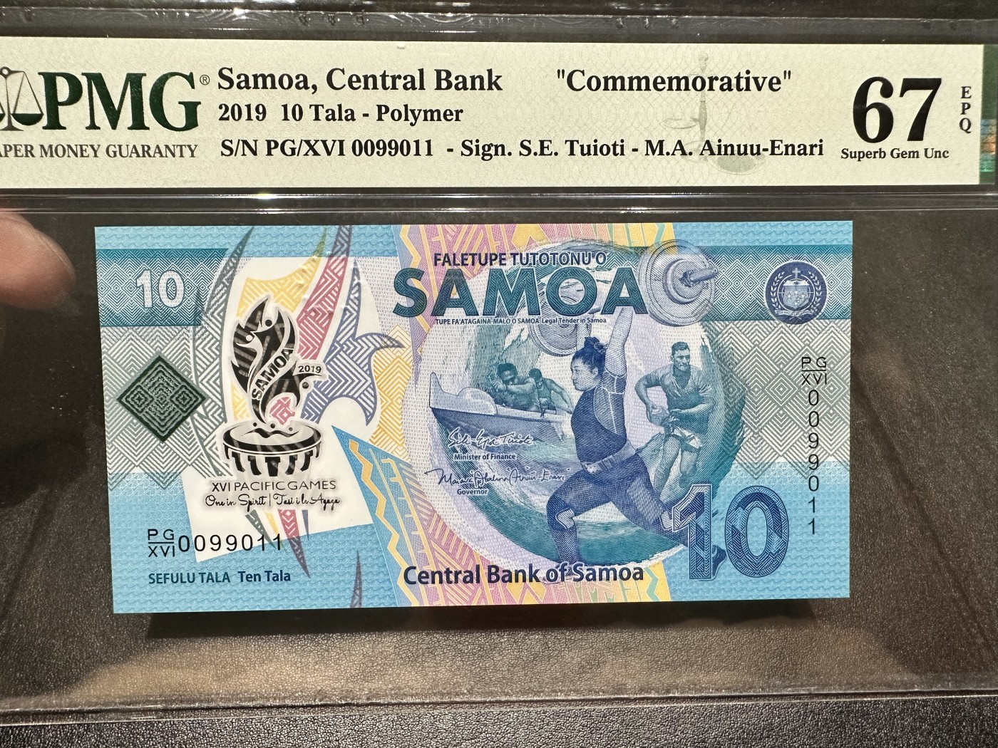 《外钞收藏家》第二百九十九期 2019年萨摩亚10 无47 PMG67 纪念钞