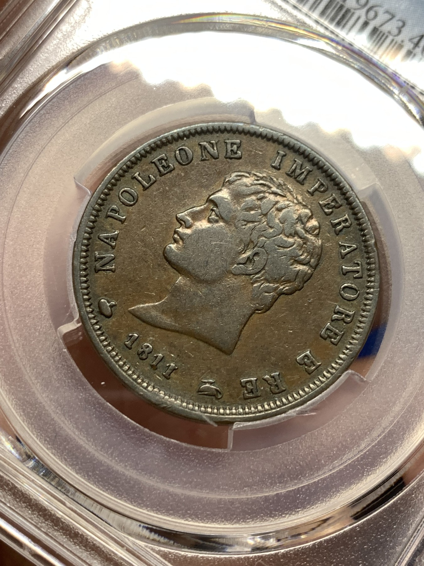 《竞宝斋》第198场-周日，周一 2场 (全场包邮) 亚军分 PCGS-XF40BN  1811M 拿破仑意大利1索尔迪大铜币，高分天价的品种，pc记录更高分仅1枚。拿皇+铁皇冠，眉眼清晰，给分保守。