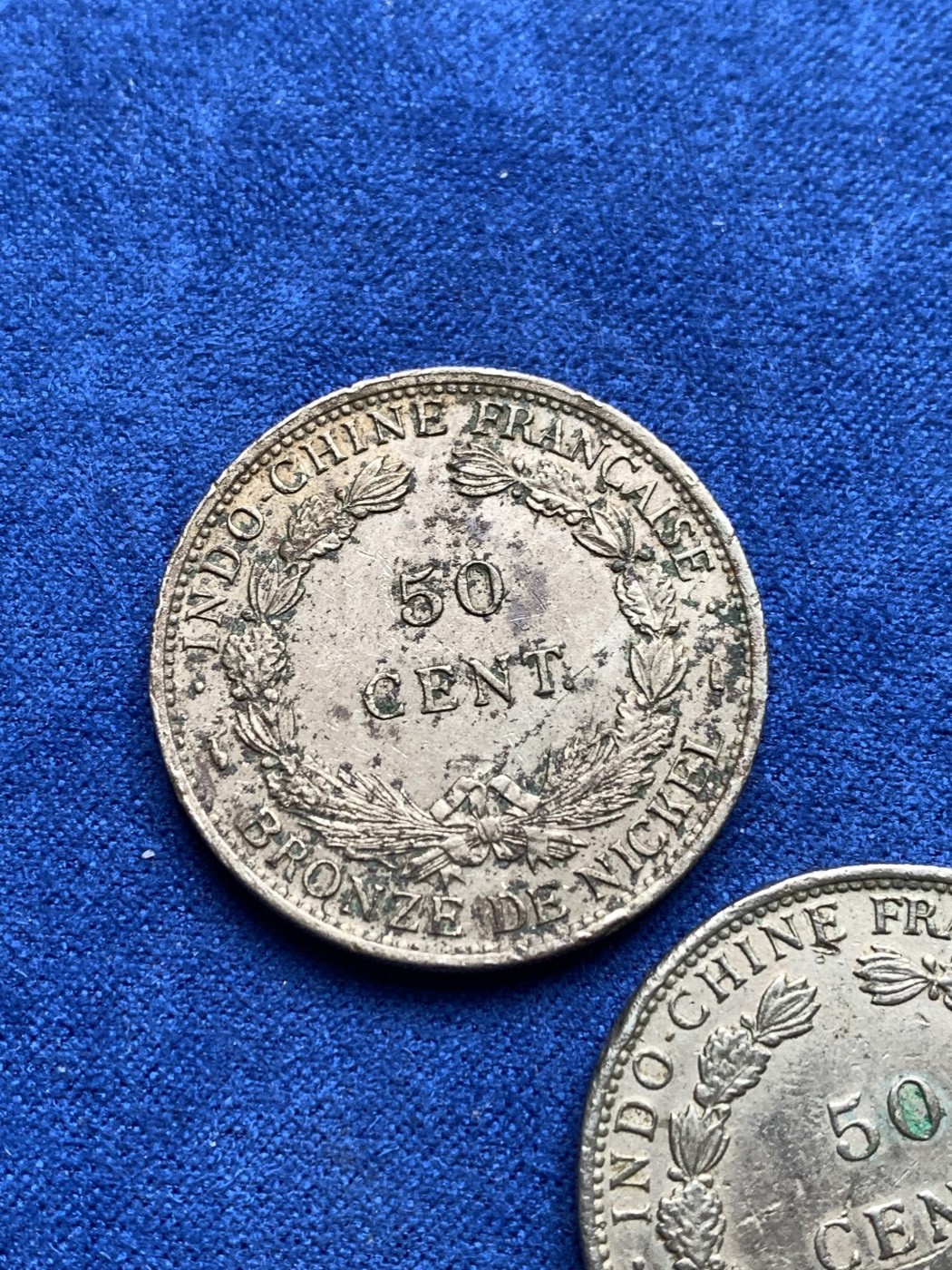 《竞宝斋》第198场-周日，周一 2场 (全场包邮) 3枚一组 法属印支1946年坐洋50分镍币