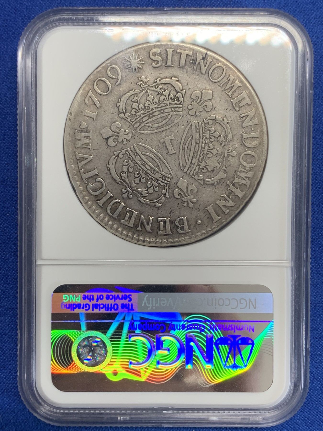 《竞宝斋》第198场-周日，周一 2场 (全场包邮) NGC VF25 法国1709T 太阳王路易十四埃居原味大银