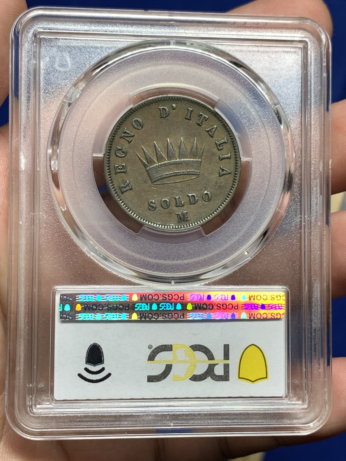 《竞宝斋》第198场-周日，周一 2场 (全场包邮) 亚军分 PCGS-XF40BN  1811M 拿破仑意大利1索尔迪大铜币，高分天价的品种，pc记录更高分仅1枚。拿皇+铁皇冠，眉眼清晰，给分保守。