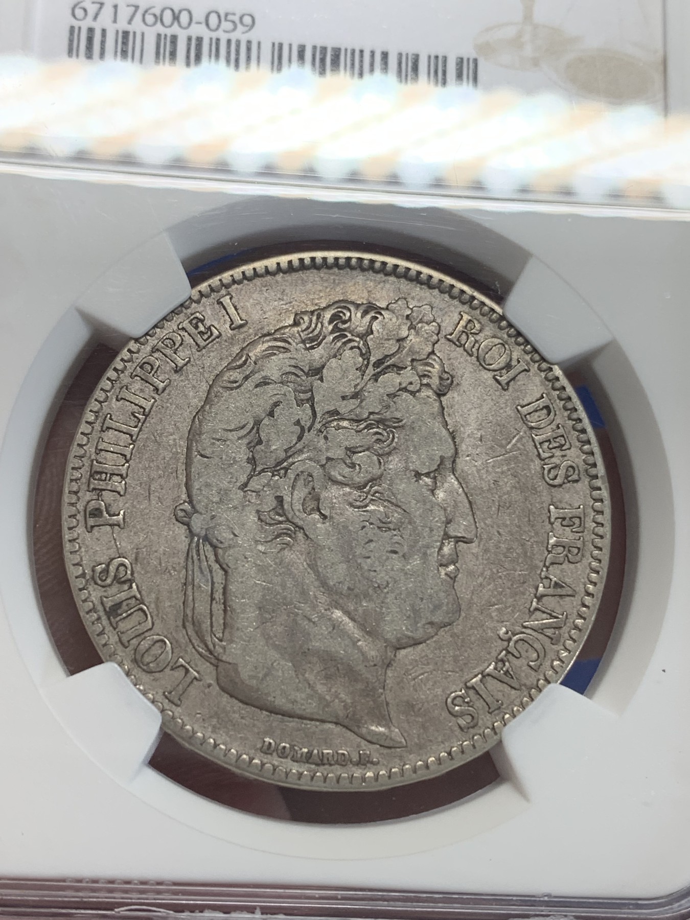 《竞宝斋》第198场-周日，周一 2场 (全场包邮) NGC VF25 法国1833T菲利普5法郎银币 少见厂别