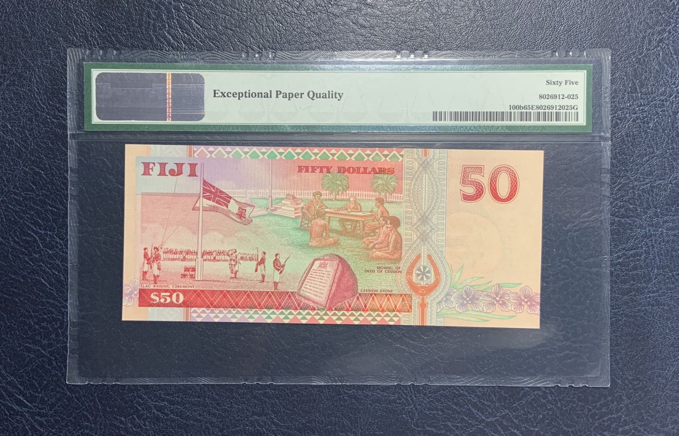 收藏联盟Quantum Auction 第290期拍卖  斐济群岛1996年50元 PMG65 号码无4 最大面值