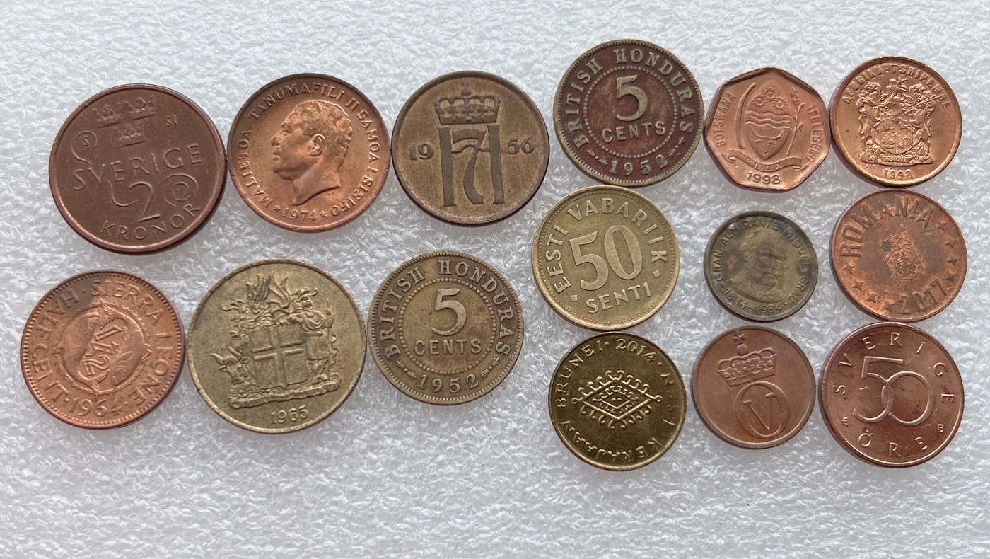 全场一元起拍 世界钱币散币场 第24期 铜币一组15枚