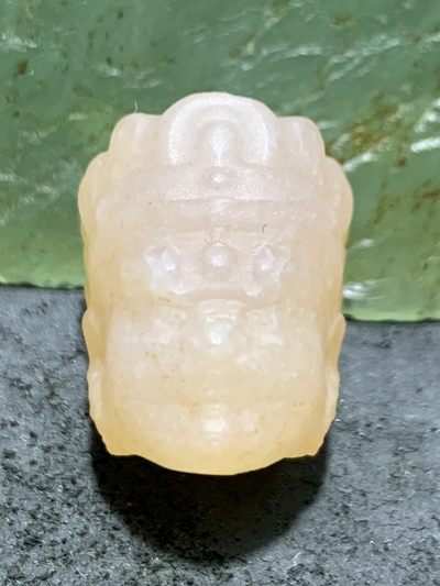 放福利！精美天然阿拉善玛瑙手工雕刻大黑天黄财神珠子（吊坠）一颗， - 放福利！精美天然阿拉善玛瑙手工雕刻大黑天黄财神珠子（吊坠）一颗，